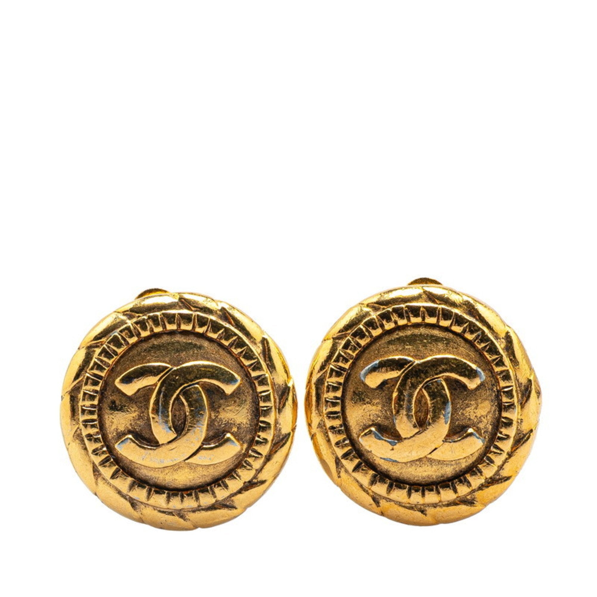 CC Logo Clip-On Earrings Metal Gold-Tone Metal