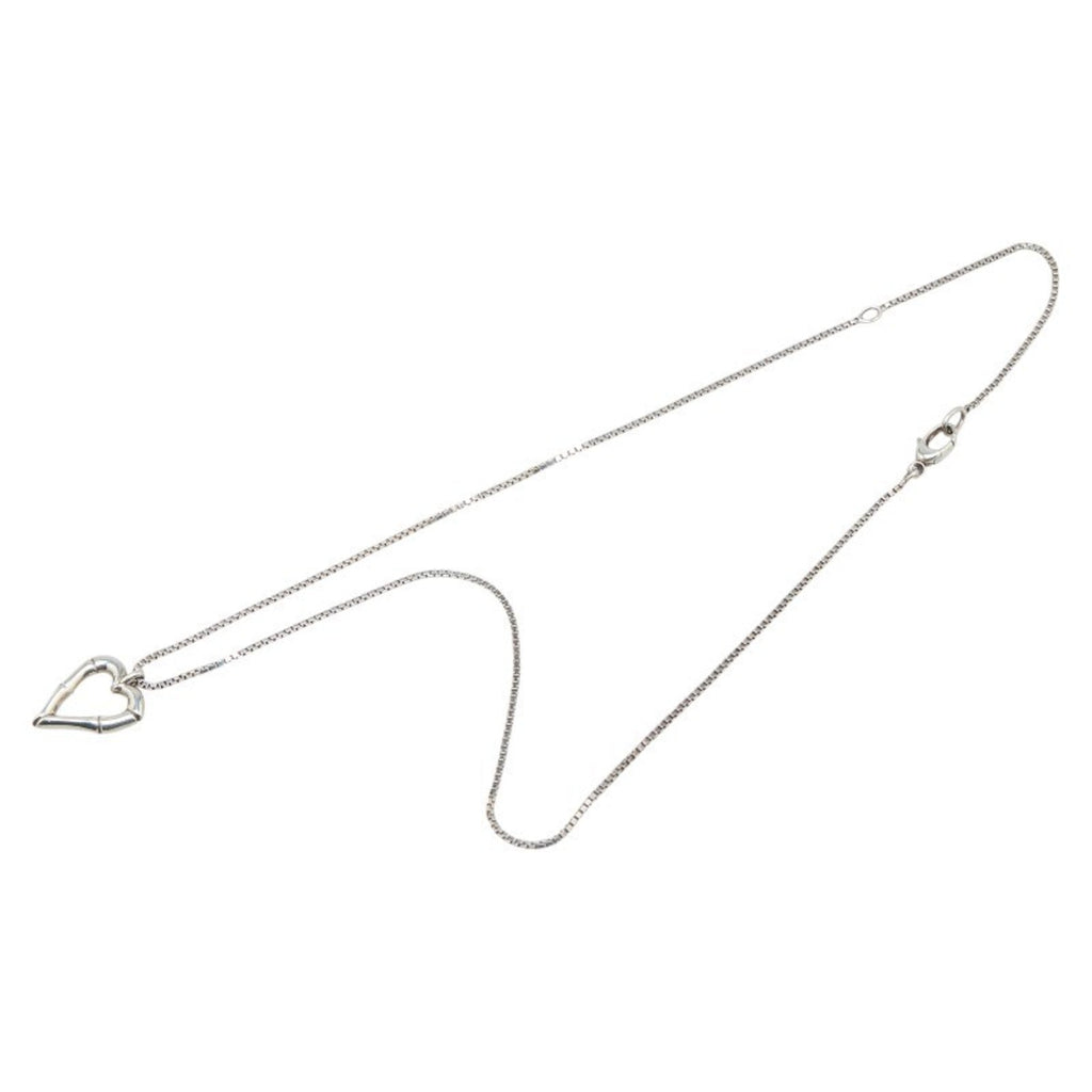Bamboo Heart Pendant Necklace Sterling Silver
