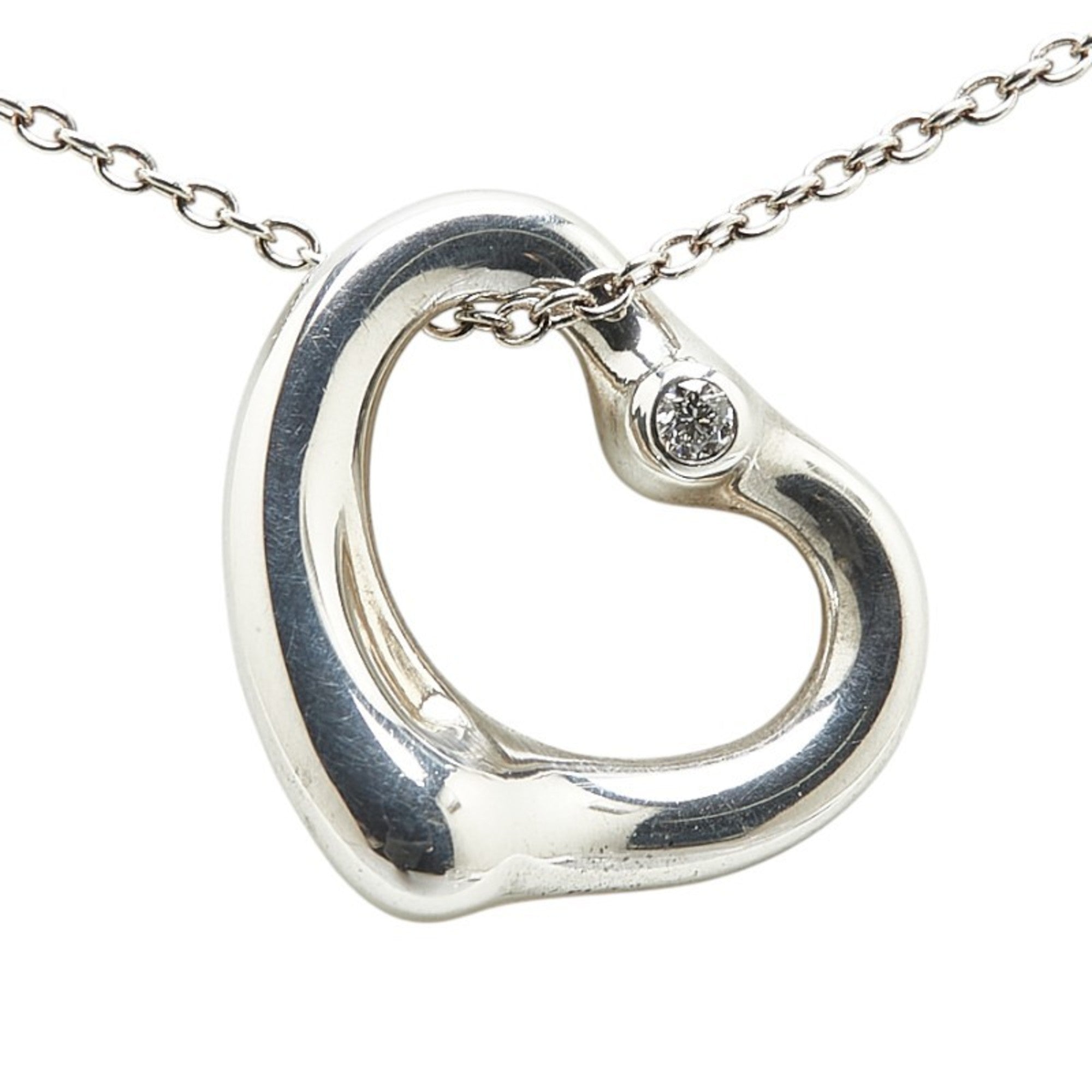 Open Heart Pendant Necklace Sterling Silver 15.3mm