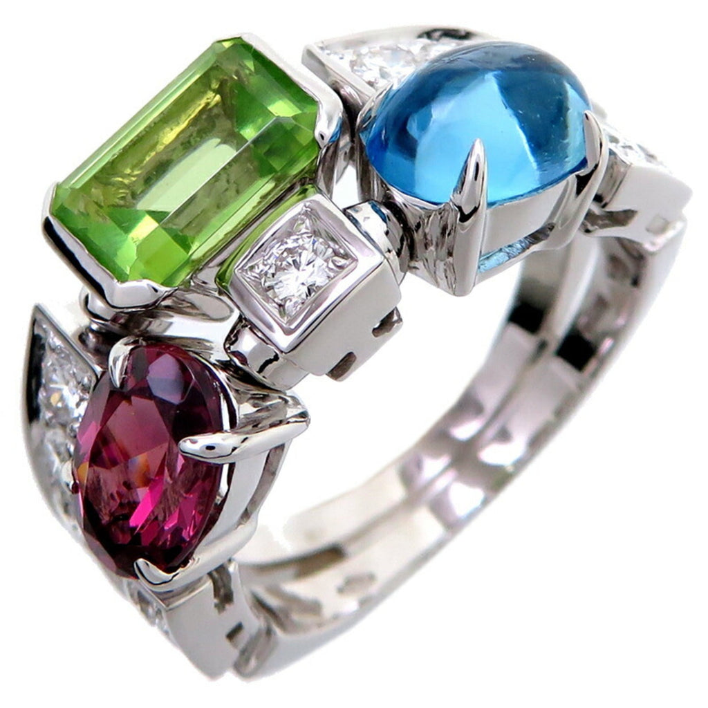 Allegra Ring 18K White Gold with Diamond and Peridot and Topaz and Tourmaline