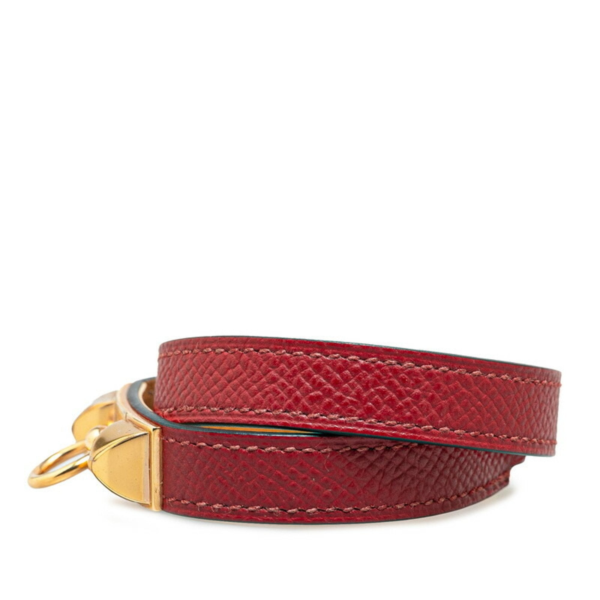 Collier de Chien Bracelet Epsom Leather Gold and Wine