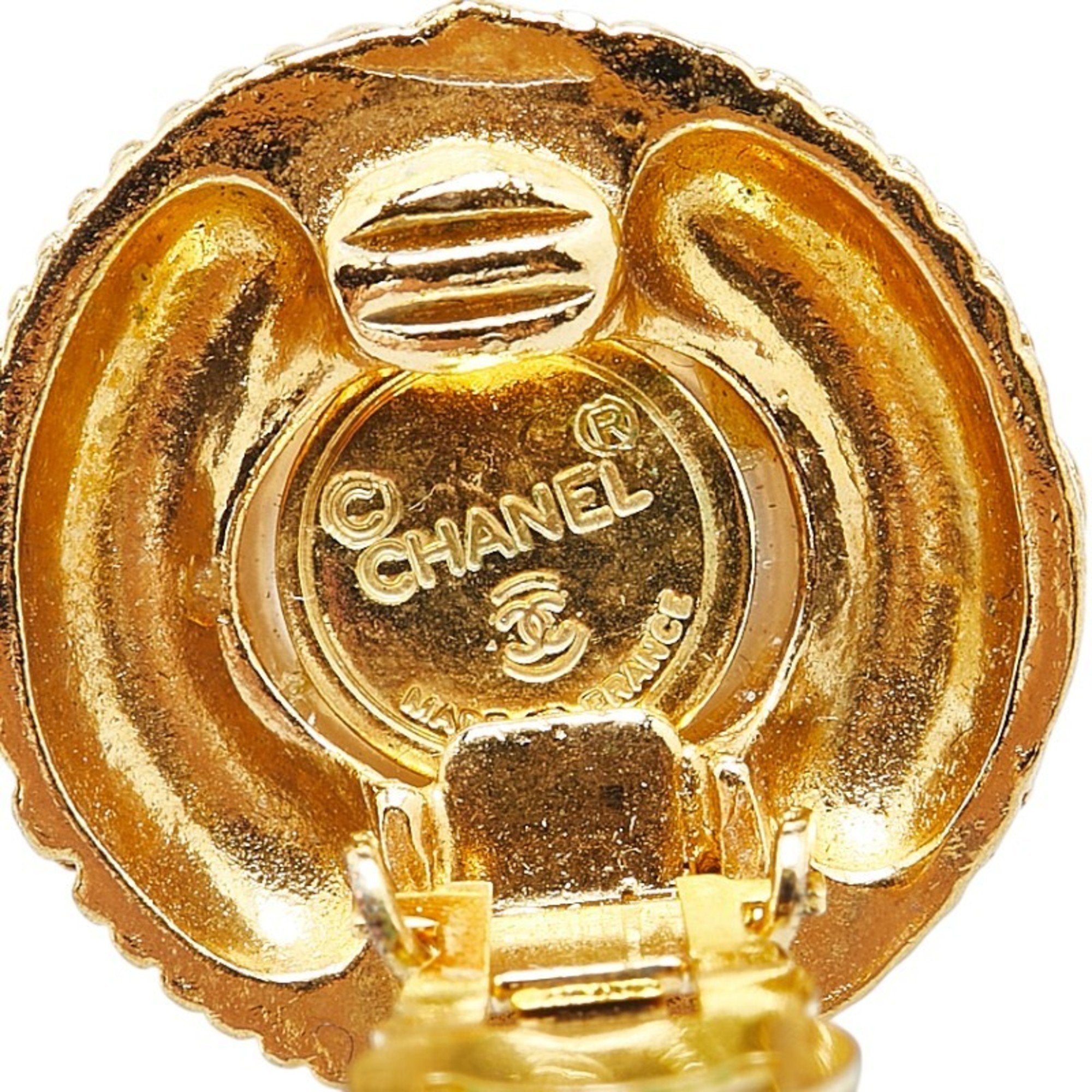 CC Logo Clip-On Earrings Metal Gold-Tone Metal