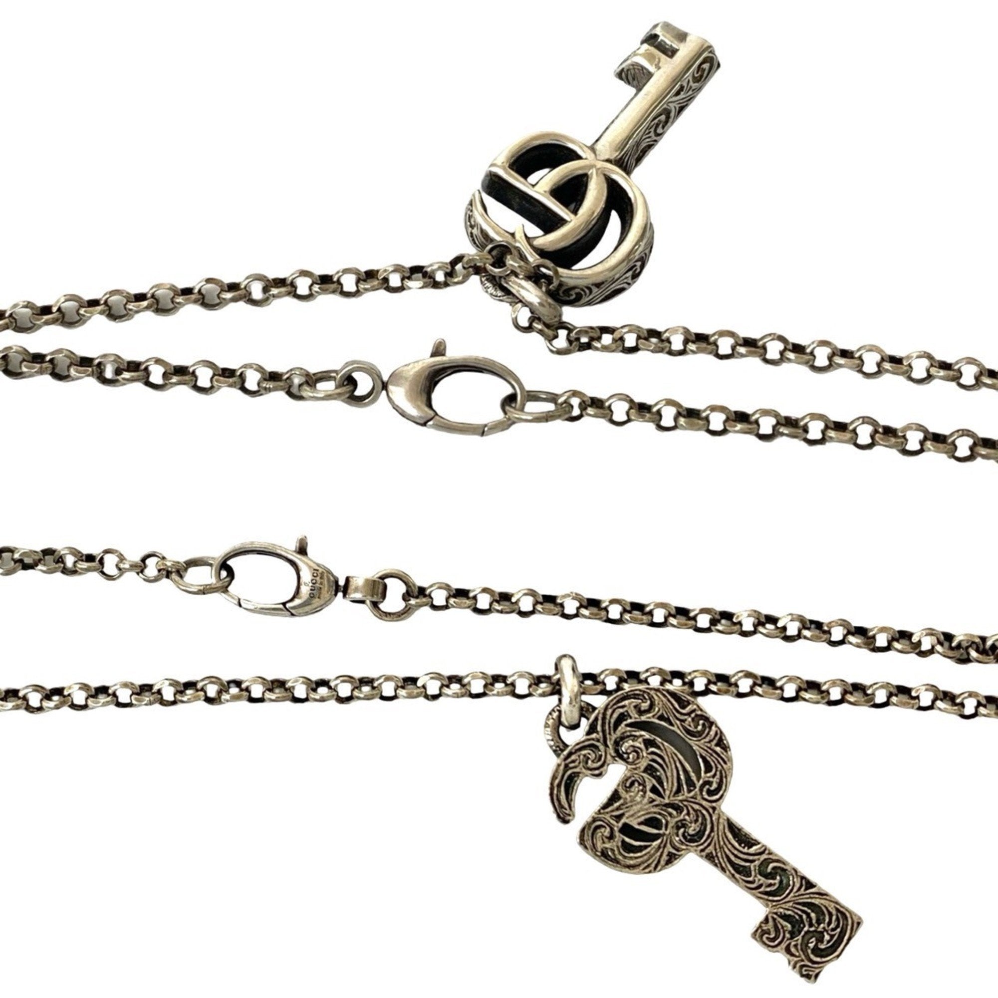 Arabesque Double G Key Pendant Necklace Sterling Silver