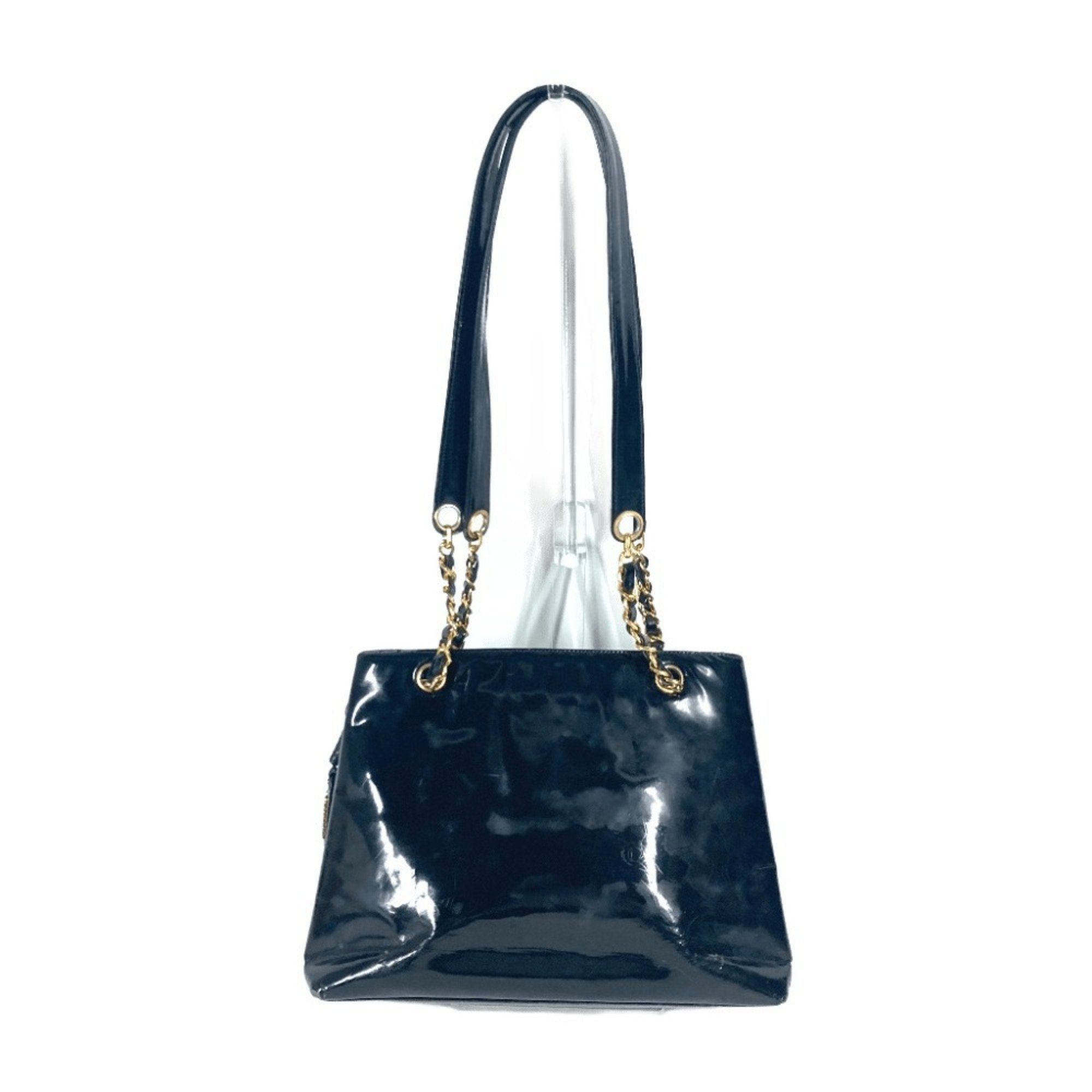 Vintage Front Pocket Chain Tote Patent Medium
