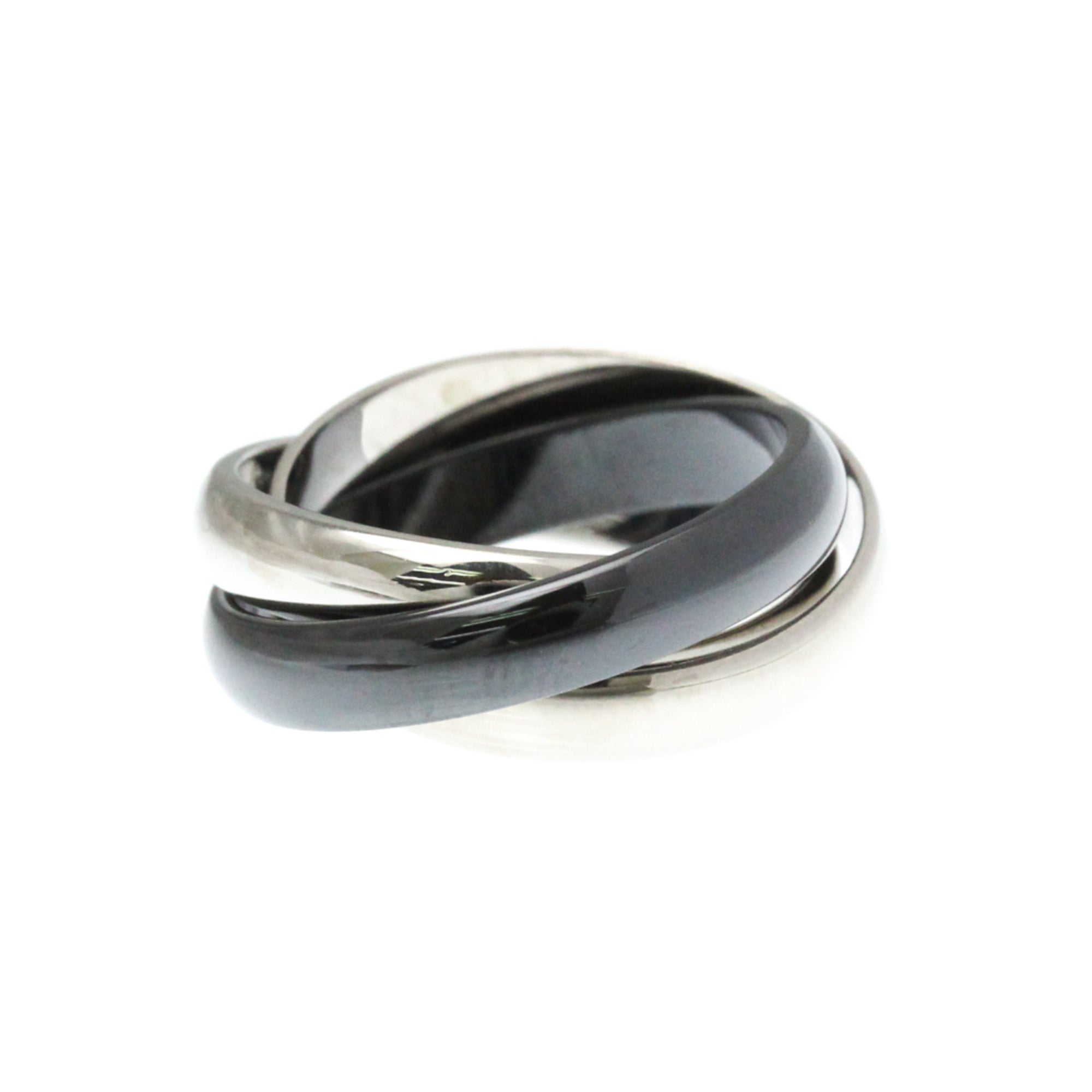 Trinity Ring Sterling Silver and 18K White Gold and Ceramic