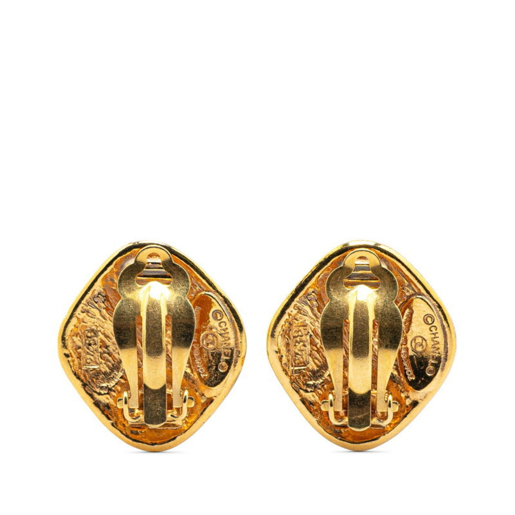 Matelasse Clip Earrings Metal Gold-Tone Metal
