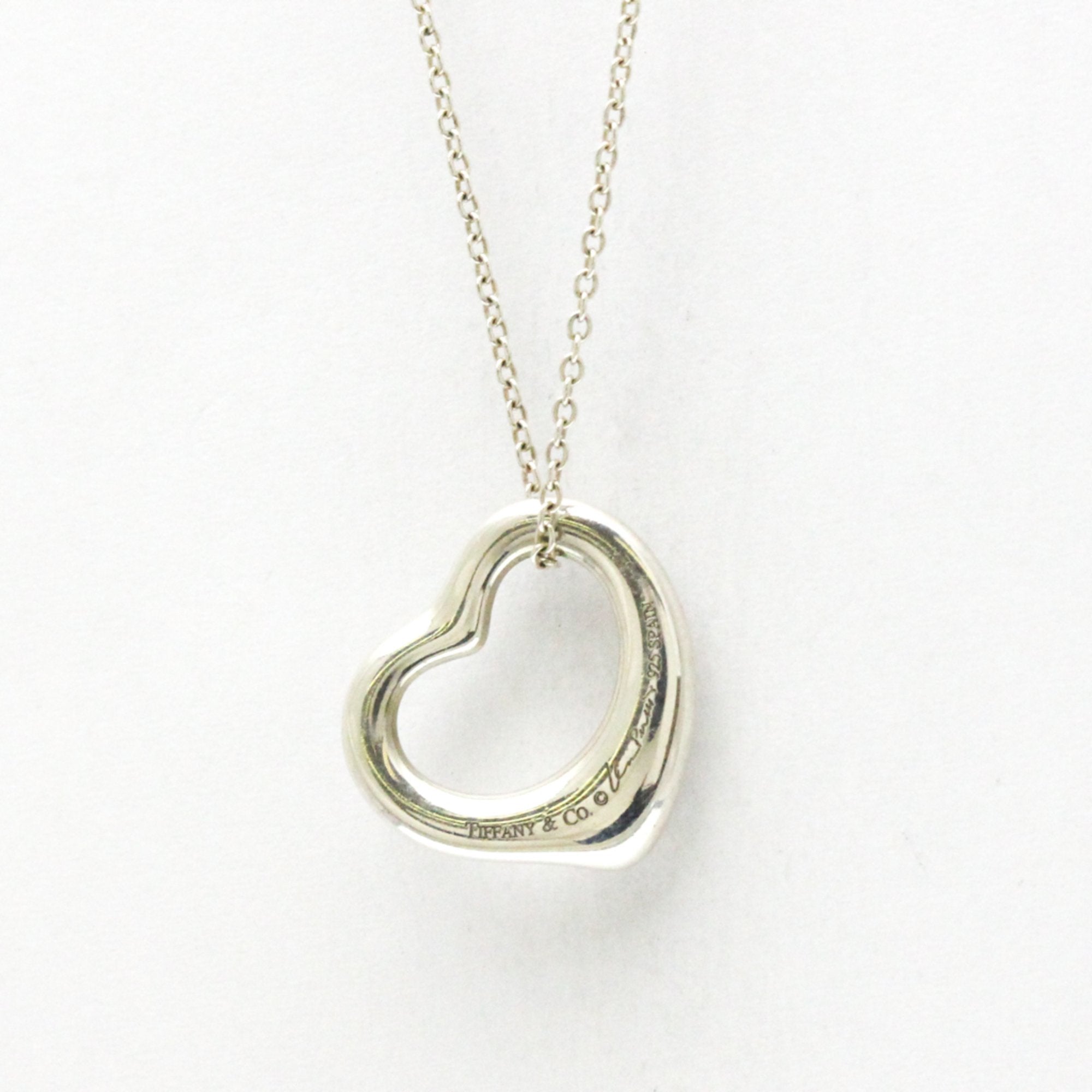 Open Heart Pendant Necklace Sterling Silver 15.8mm