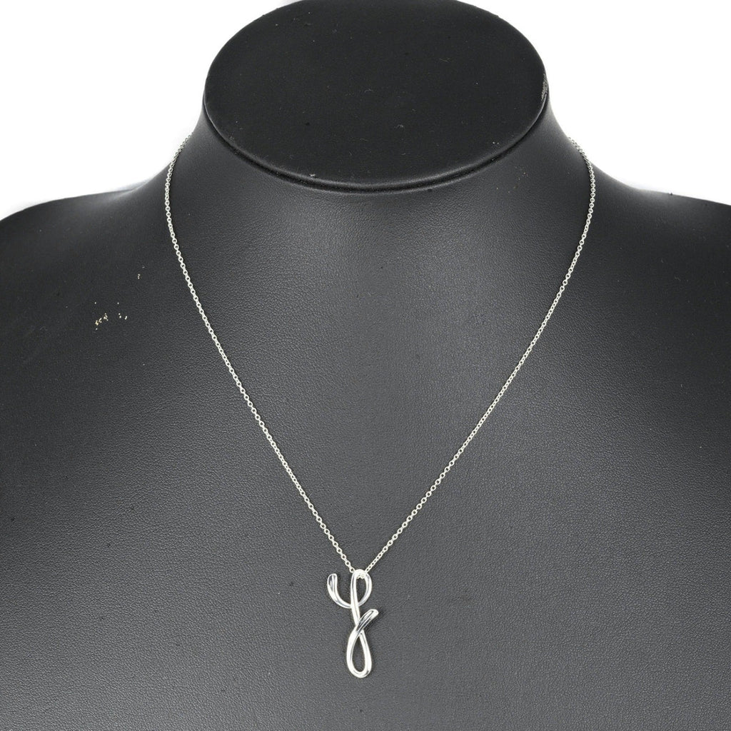 Initial Y Pendant Necklace Sterling Silver