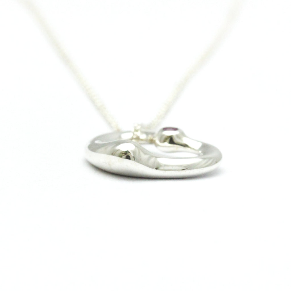Open Heart Pendant Necklace Sterling Silver 13.6mm