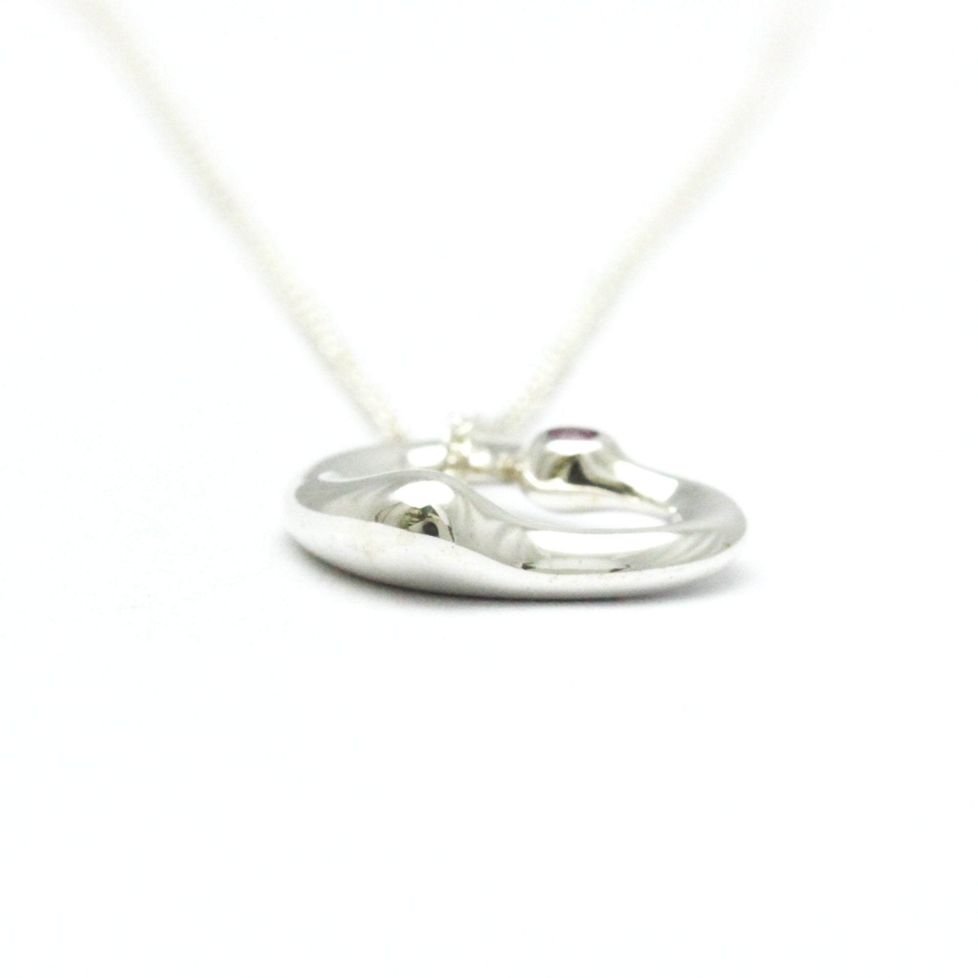 Open Heart Pendant Necklace Sterling Silver 13.6mm