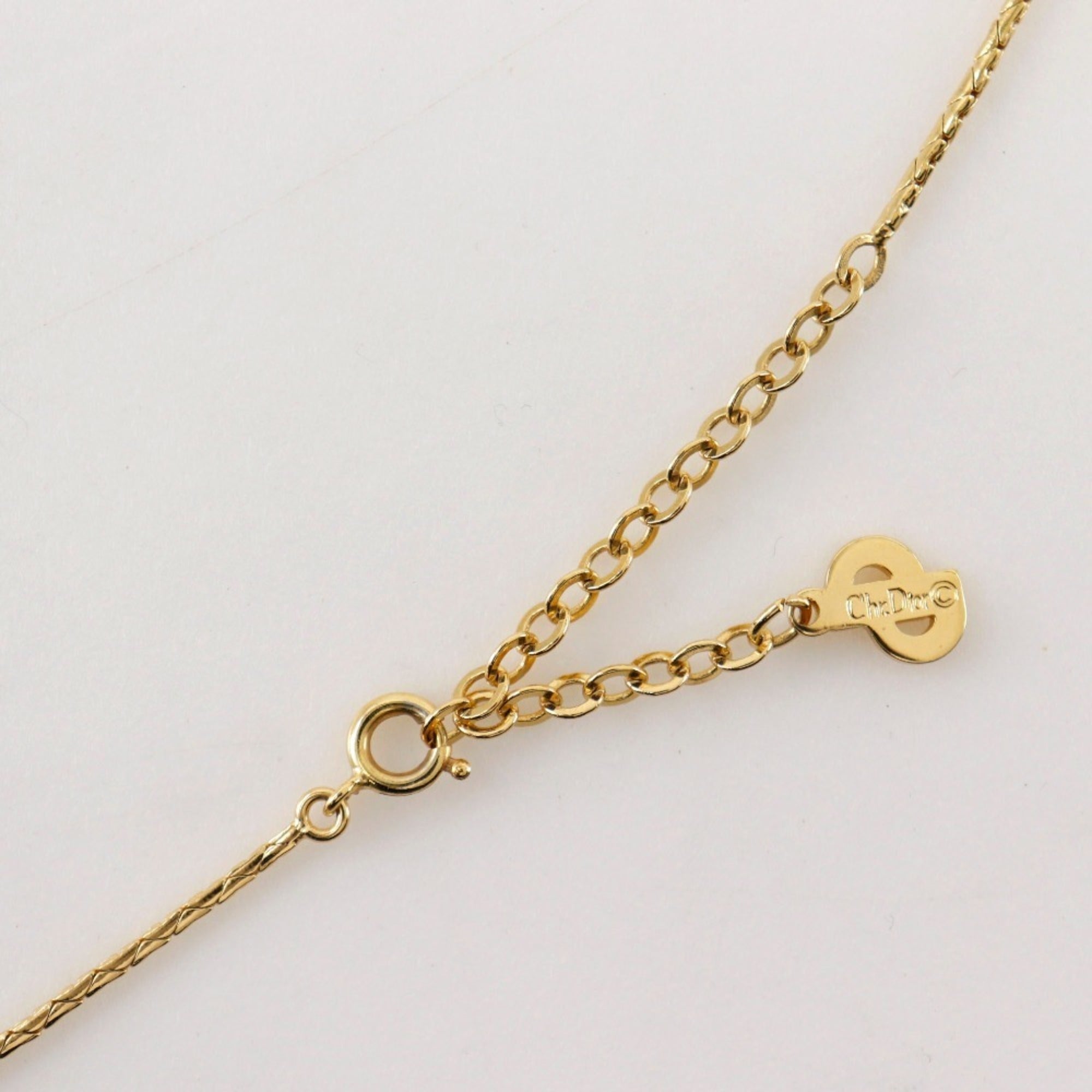 Pendant Necklace Gold and Artificial Pearl and Rhinestone