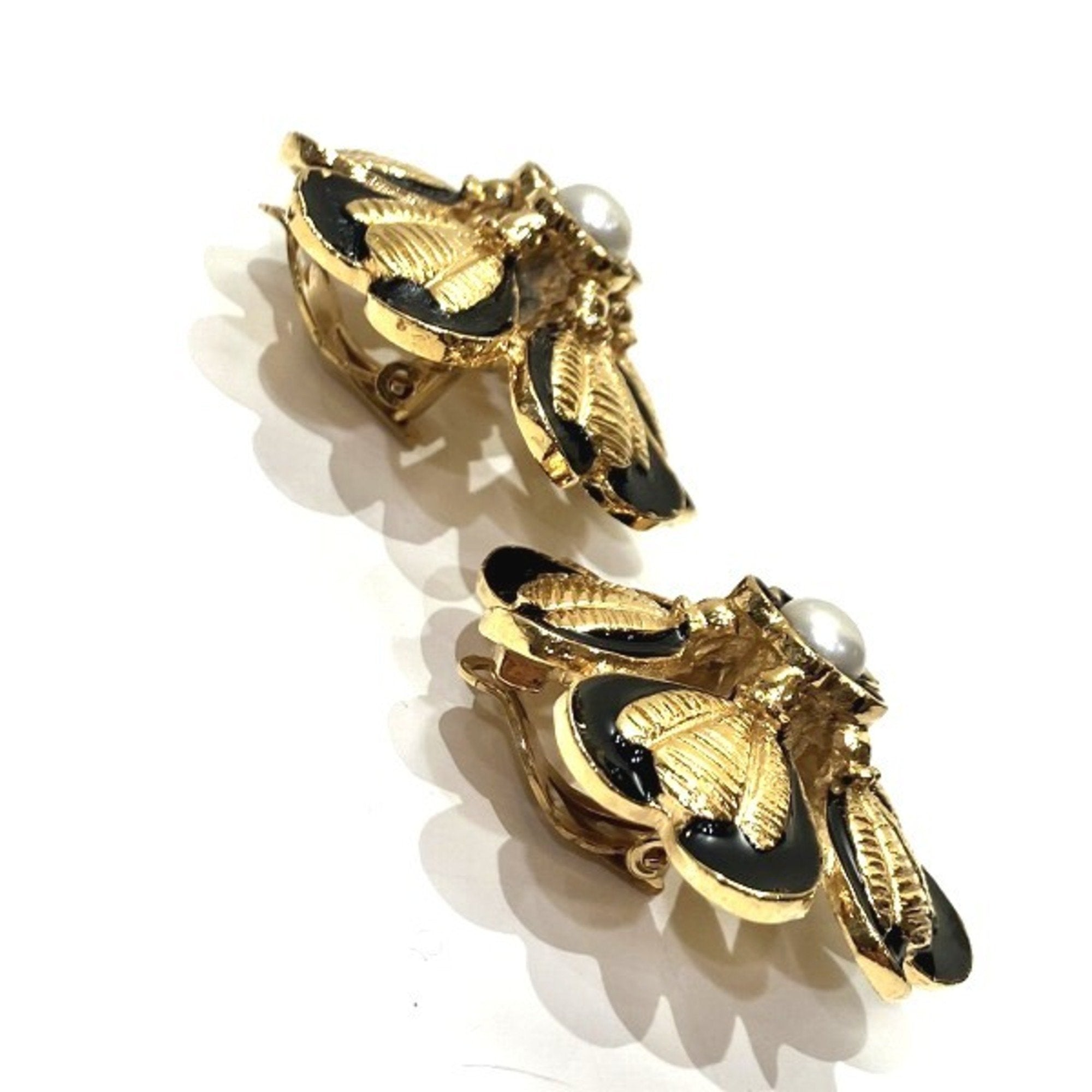 Earrings Pearl Gold-Tone Metal