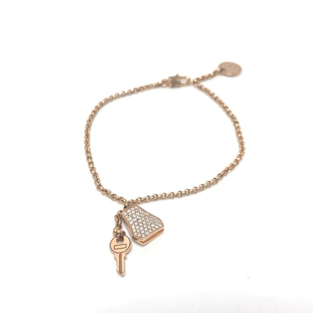 Kelly Crochet Chain Bracelet 18K Rose Gold with Diamond