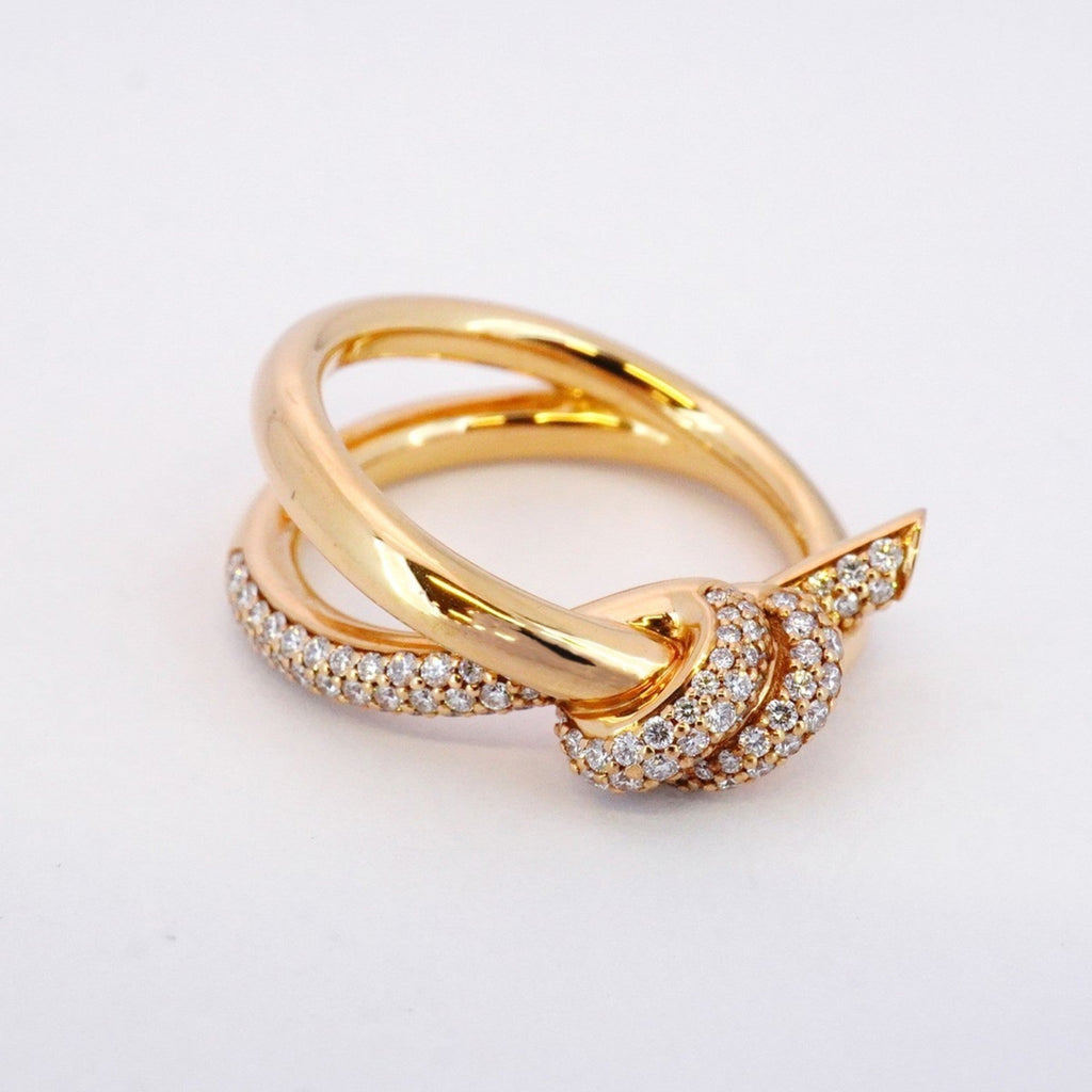 Knot Double Row Ring 18K Rose Gold with Diamond