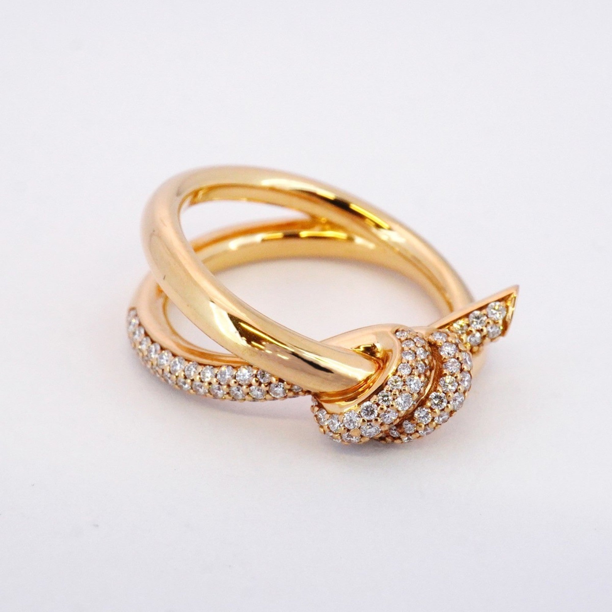 Knot Double Row Ring 18K Rose Gold with Diamond