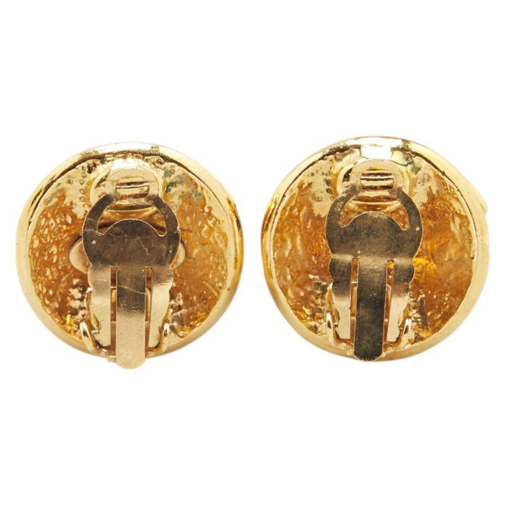 CC Logo Round Clip-On Earrings Metal Gold-Tone Metal