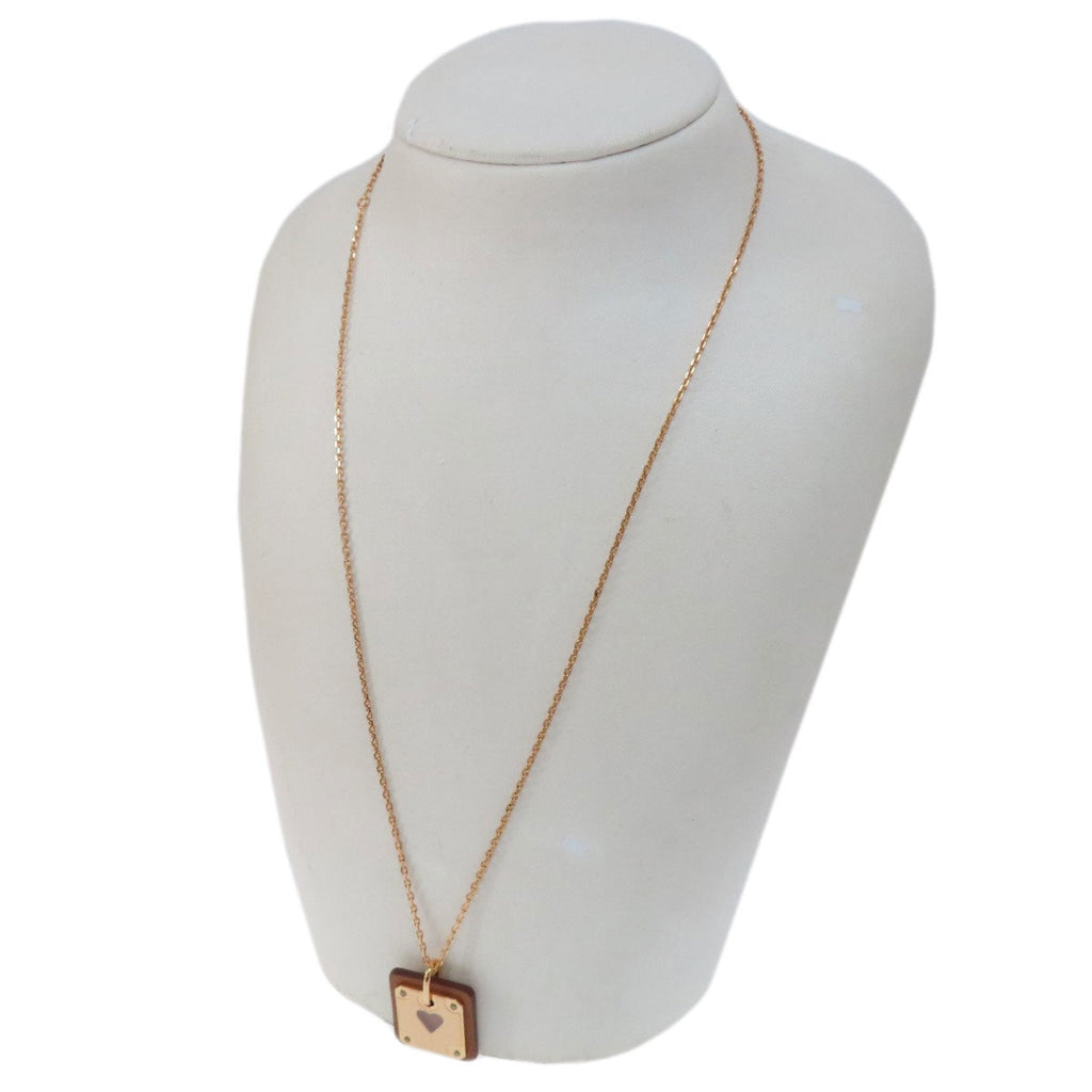 Pendant Necklace Gold and Swift Leather