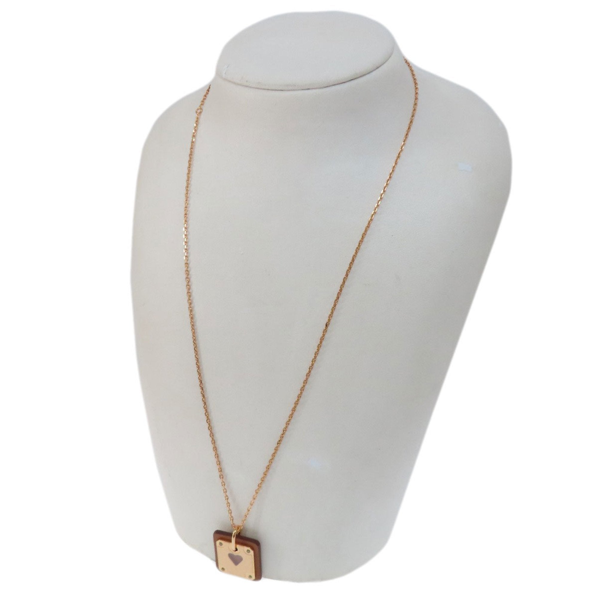 Pendant Necklace Gold and Swift Leather