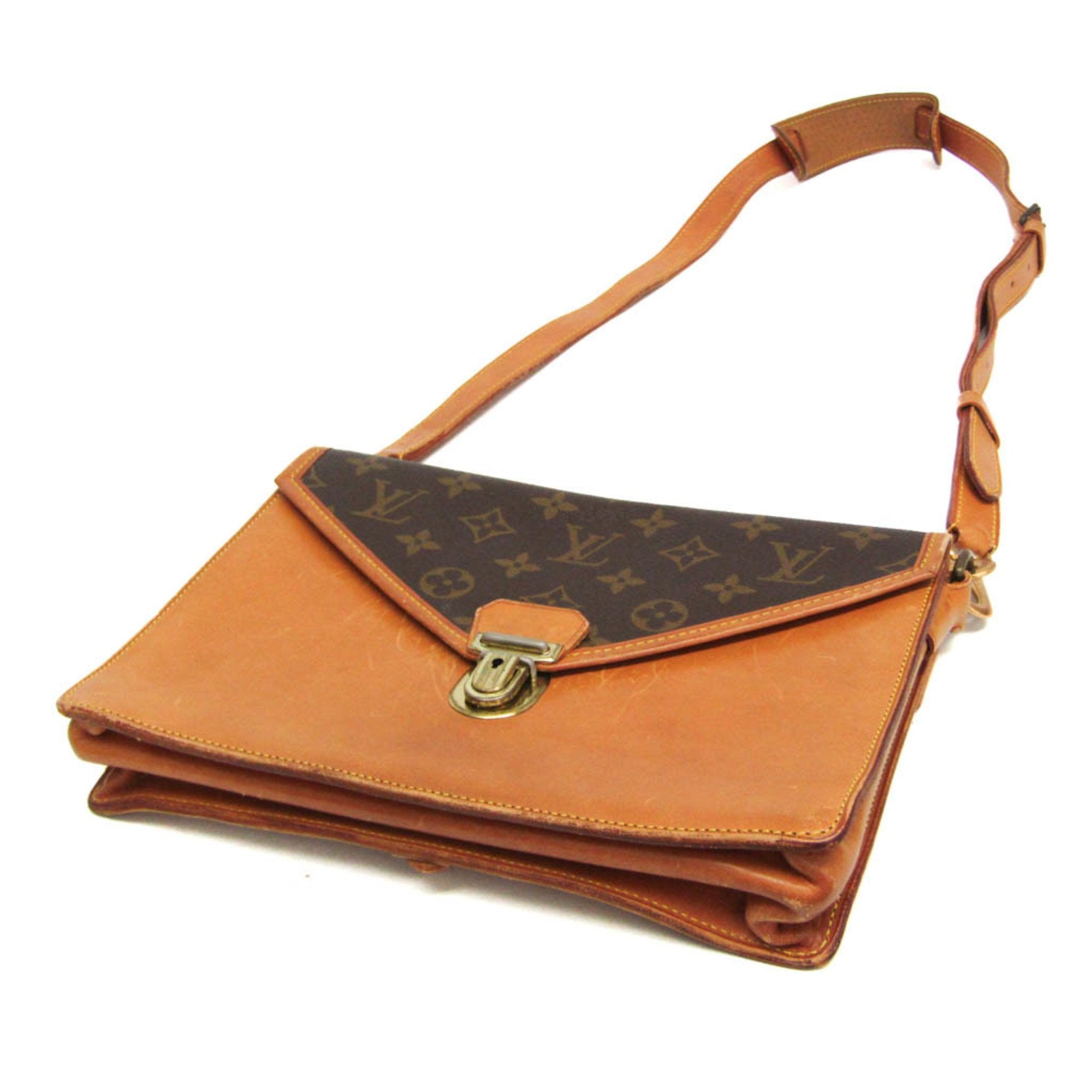 Vintage Biface Handbag Vachetta Leather with Monogram Canvas