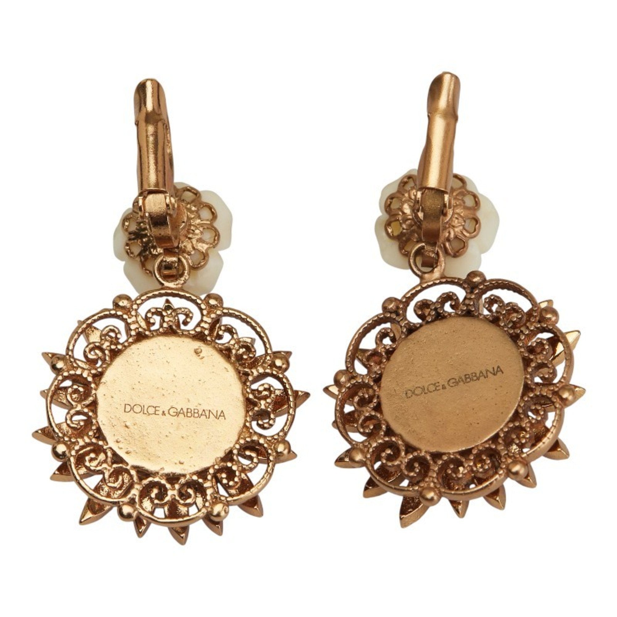 Earrings Rhinestone Gold-Tone Metal