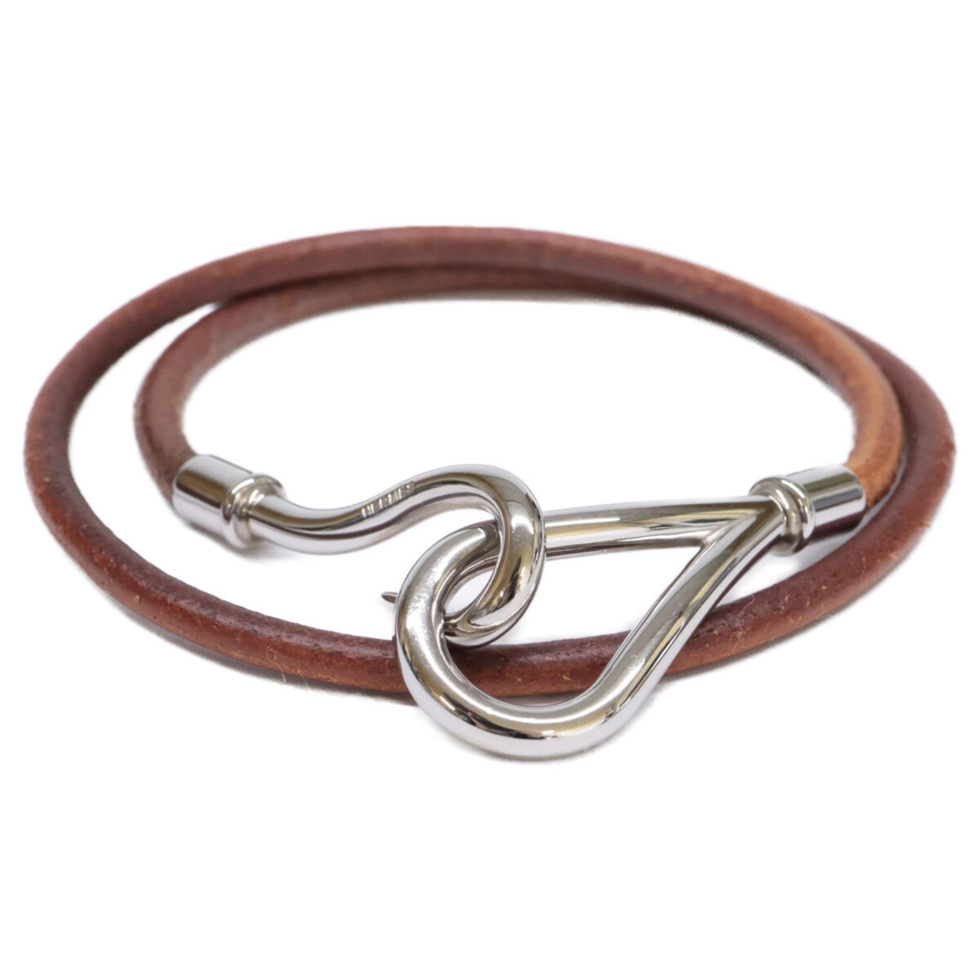 Jumbo Leather Bracelet Brown and Silver