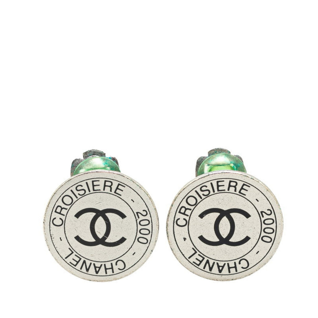 CC Logo Clip-On Earrings Silver-Tone Metal Silver-Tone Metal