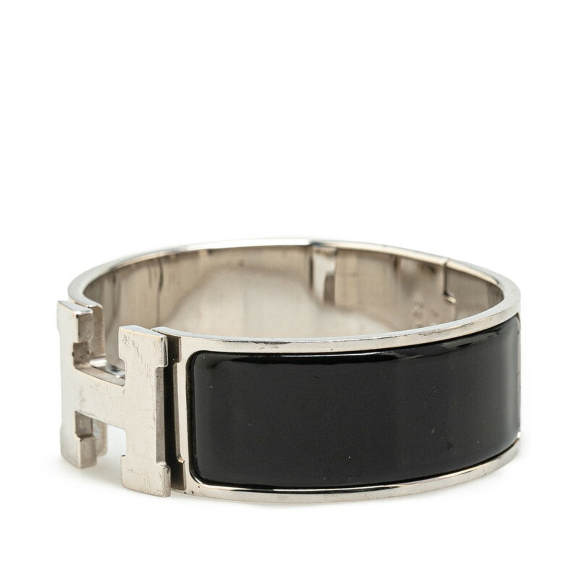 Click-Clack H GM Bangle Metal Black and Silver Bracelet