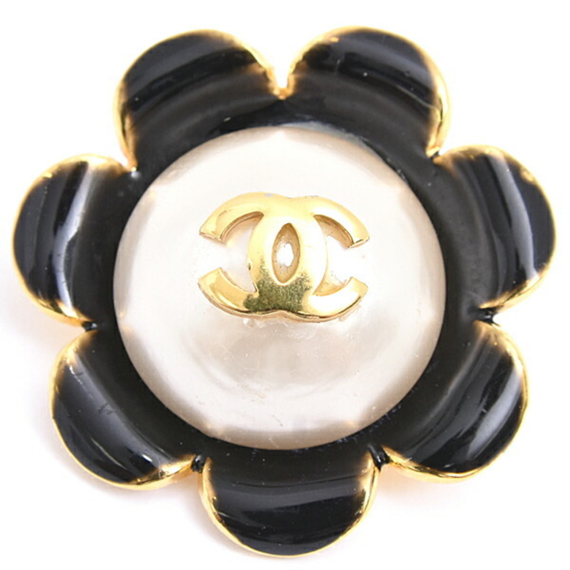 CC Logo Flower Brooch Metal