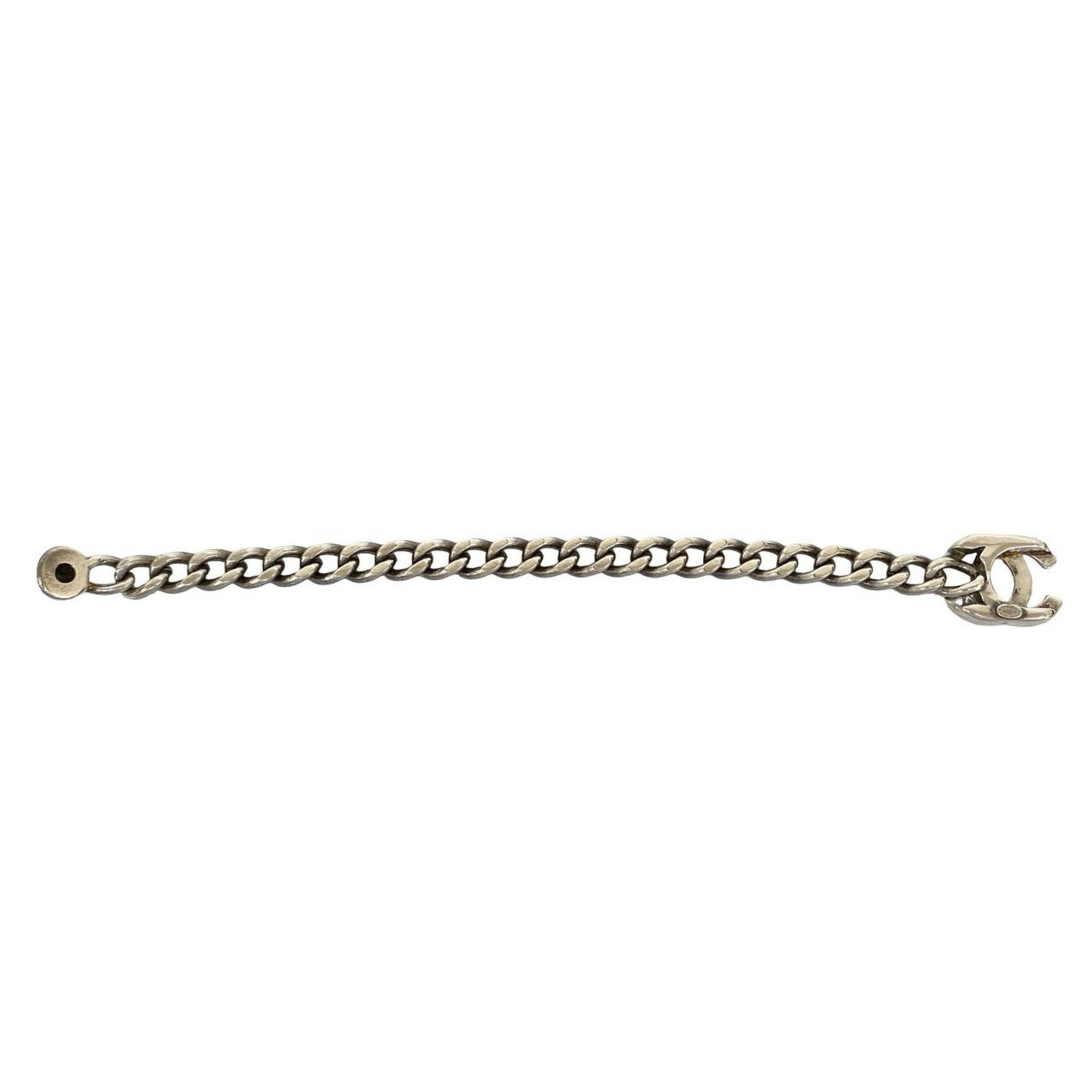 CC Logo Turnlock Chain Bracelet Silver-Tone Metal