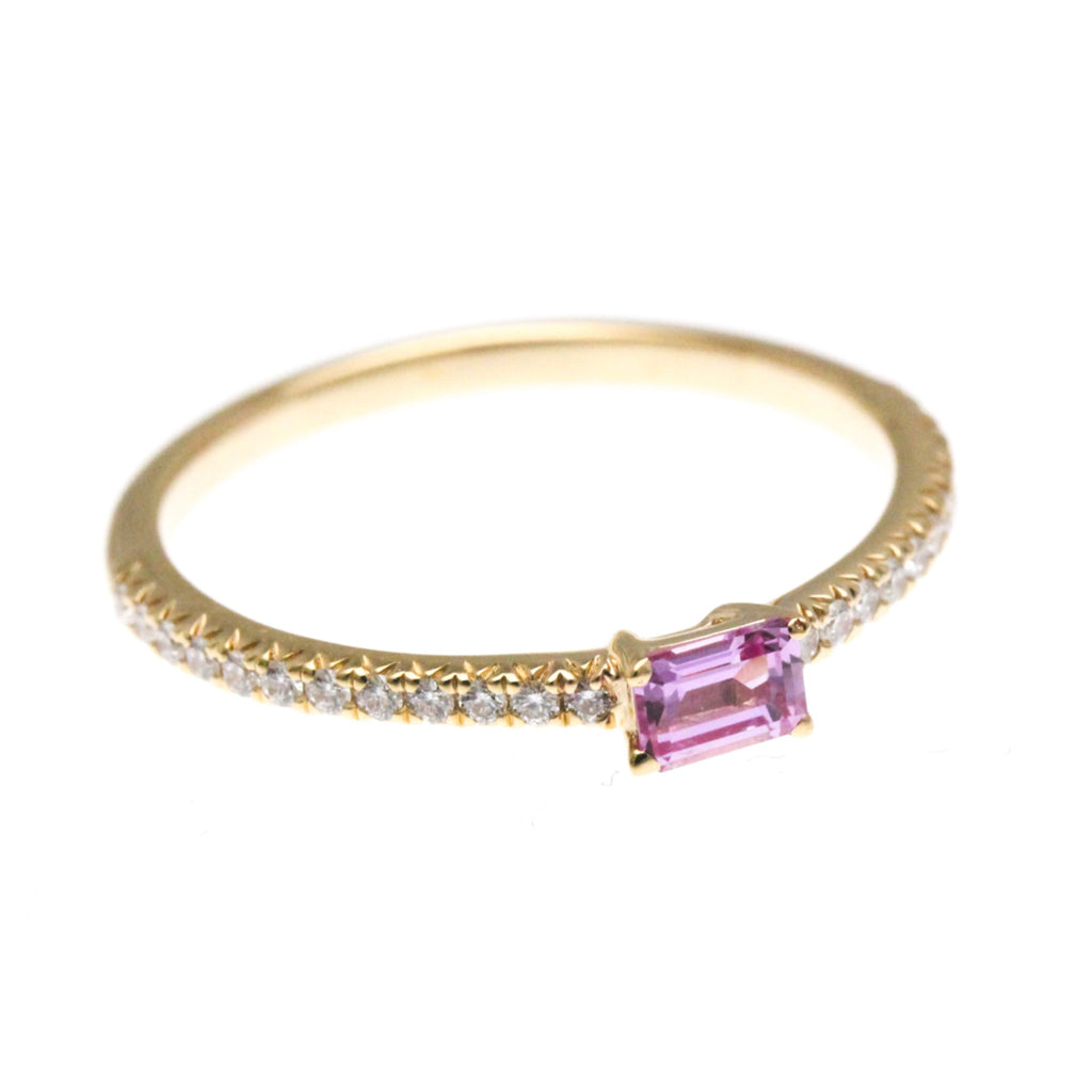 Band Ring 18K Rose Gold with Diamond and Sapphire