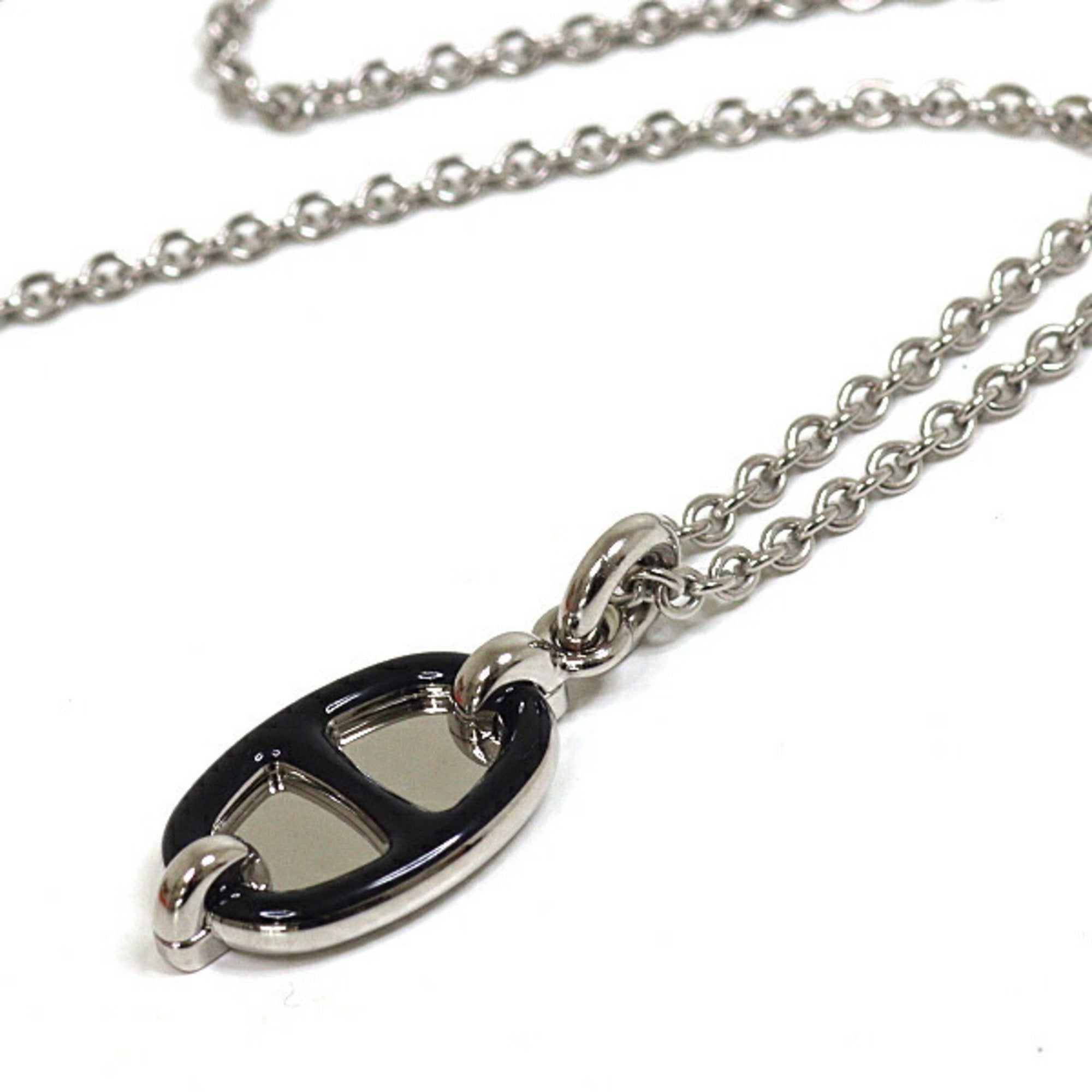 Maillon Pendant Necklace Metal Mini Black and Silver