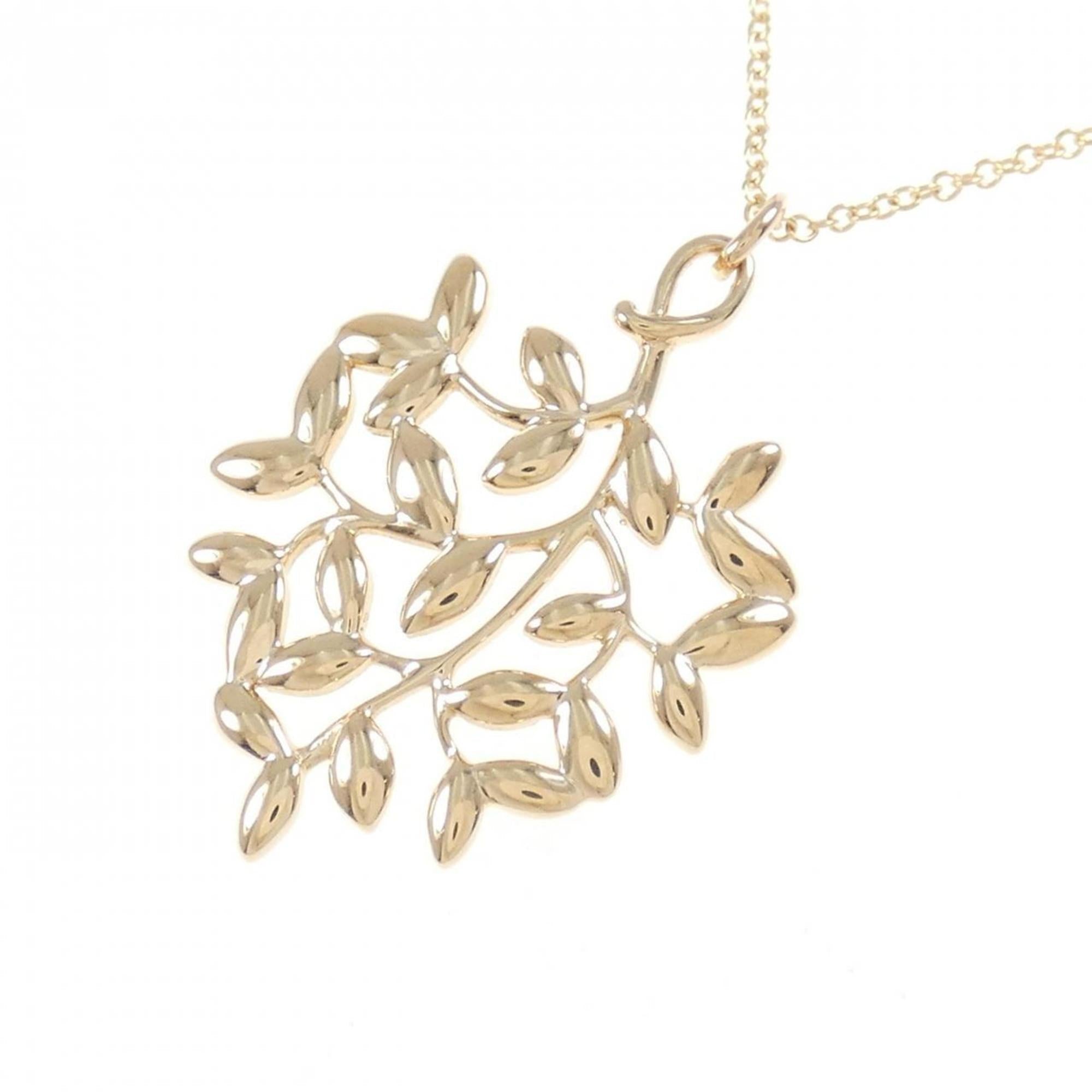 Olive Leaf Pendant Necklace 18K Rose Gold Small