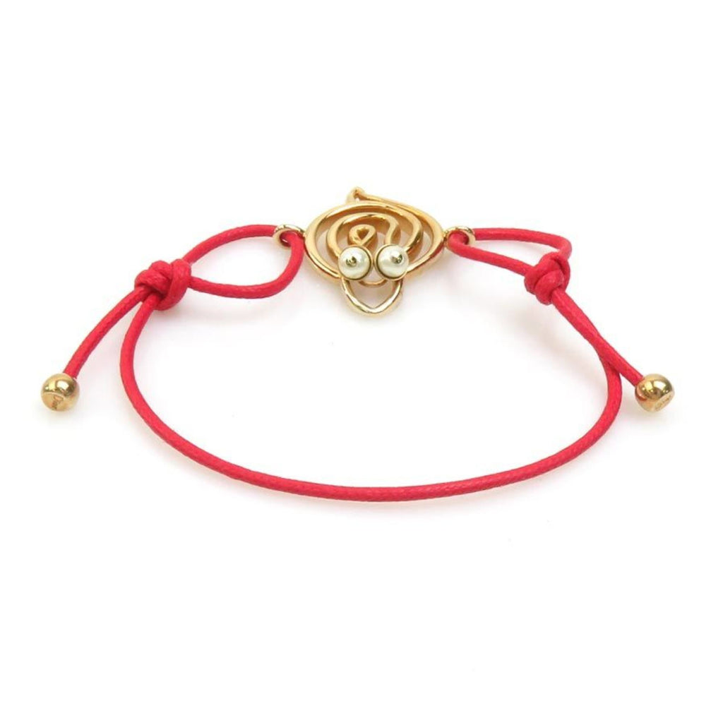 Bracelet Metal and Nylon Gold and Red