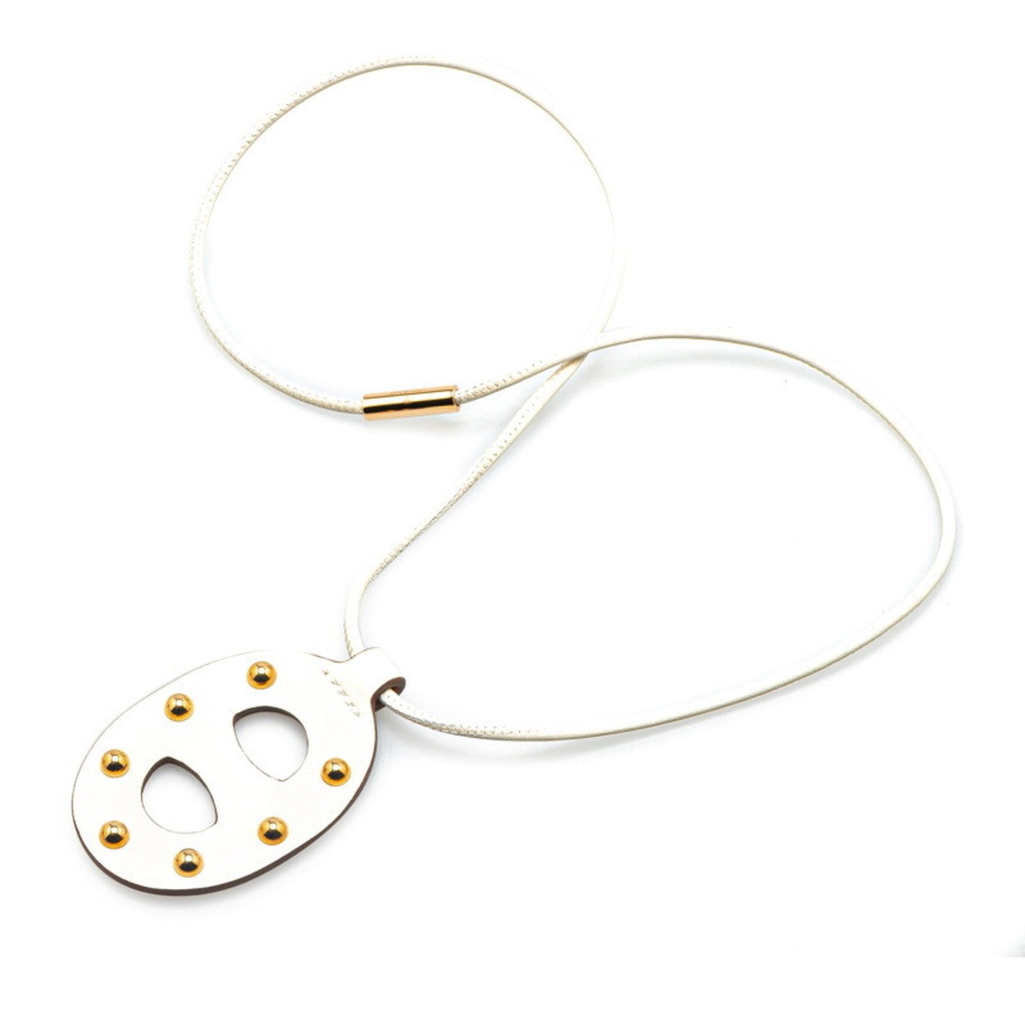 Pendant Necklace Swift Leather Beige Brown