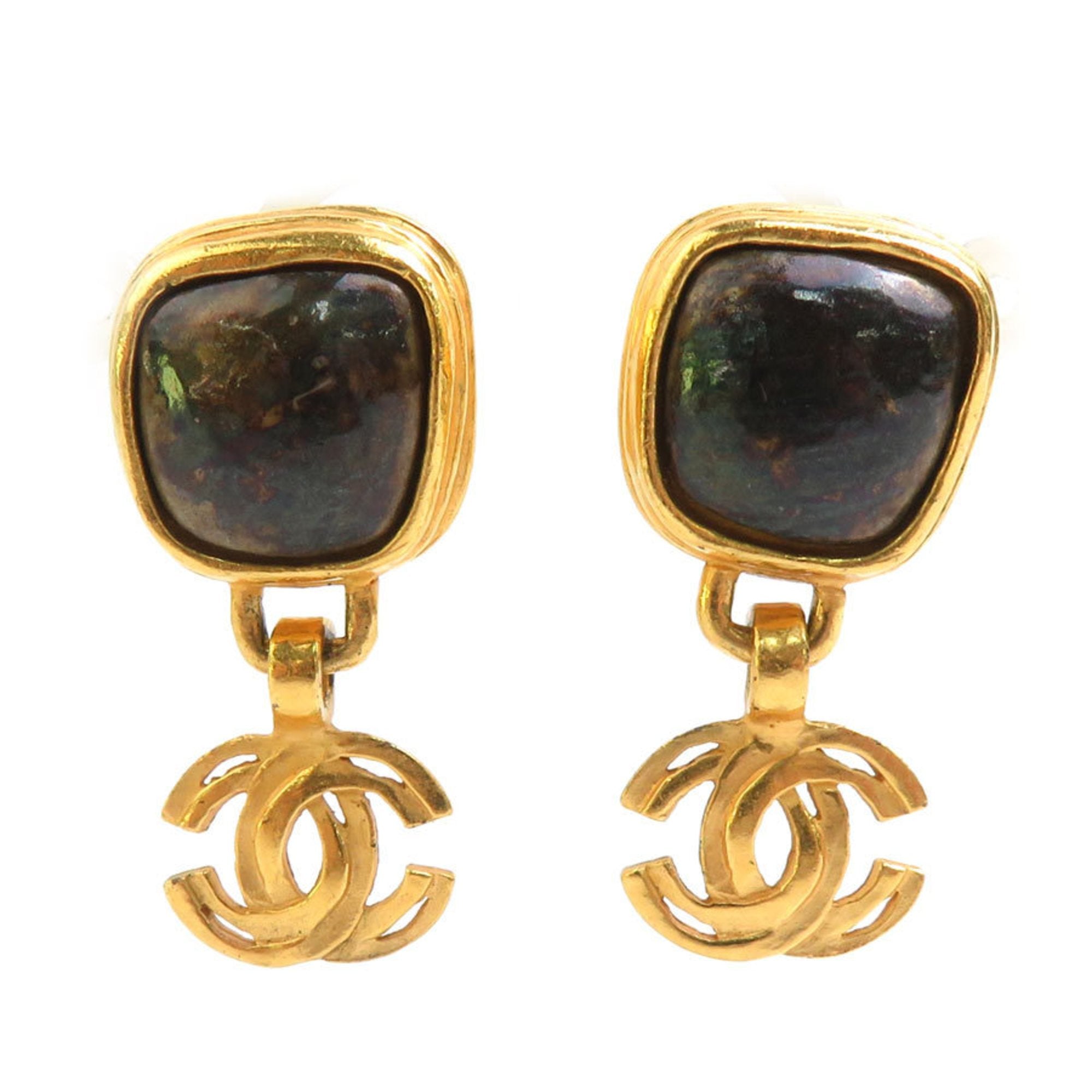 CC Logo Clip-On Earrings Gold-Tone Metal Gold-Tone Metal