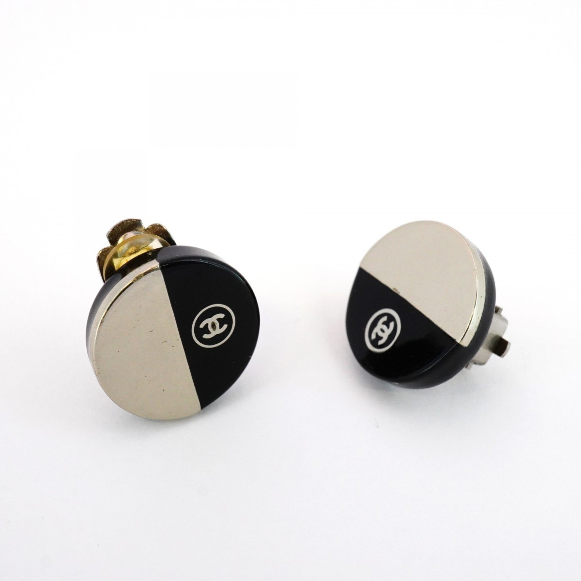 CC Logo Circle Clip-On Earrings Silver-Tone Metal Silver-Tone Metal