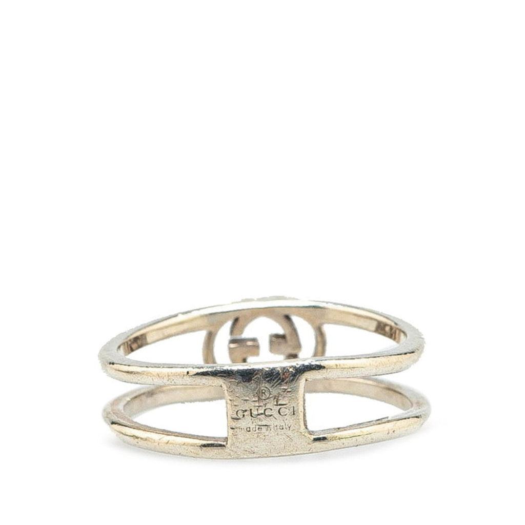 Interlocking G Slim Open Band Ring Sterling Silver