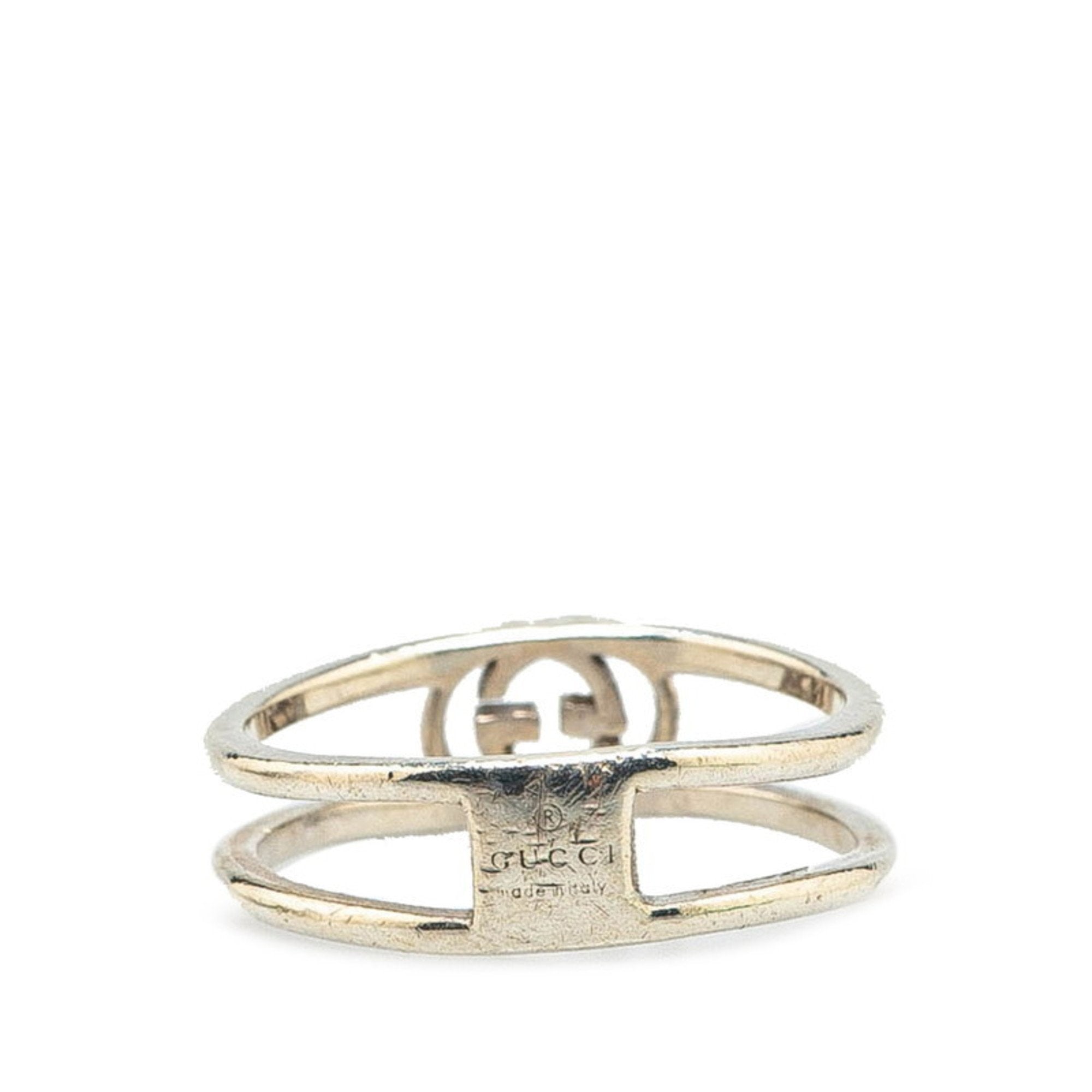 Interlocking G Slim Open Band Ring Sterling Silver