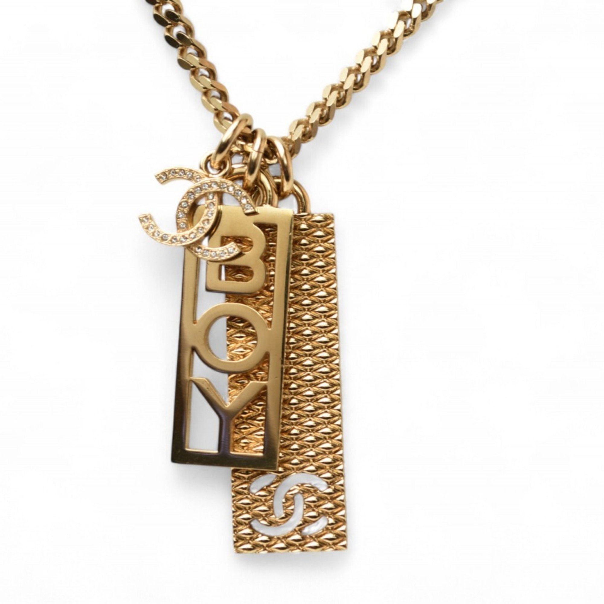 Boy Pendant Necklace Metal with Rhinestone