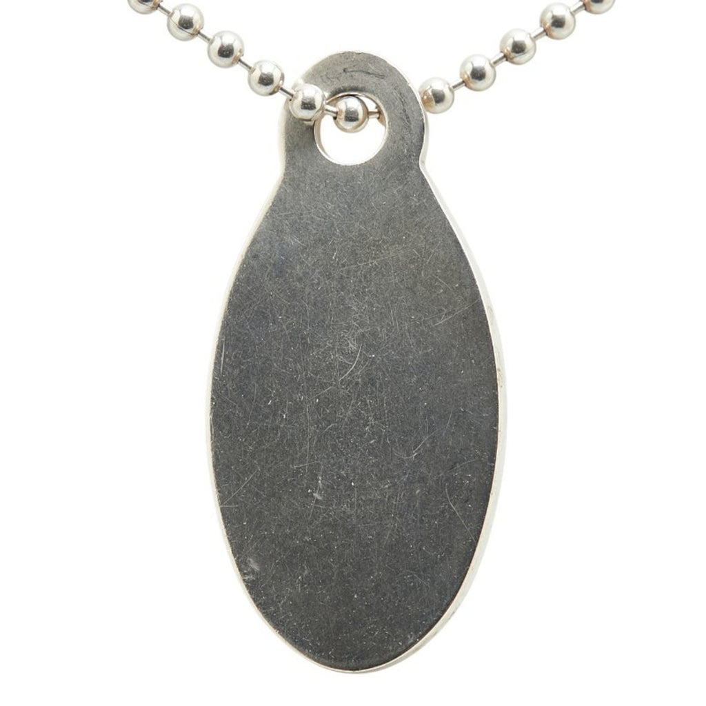 Oval Tag Pendant Necklace Sterling Silver Ball Chain