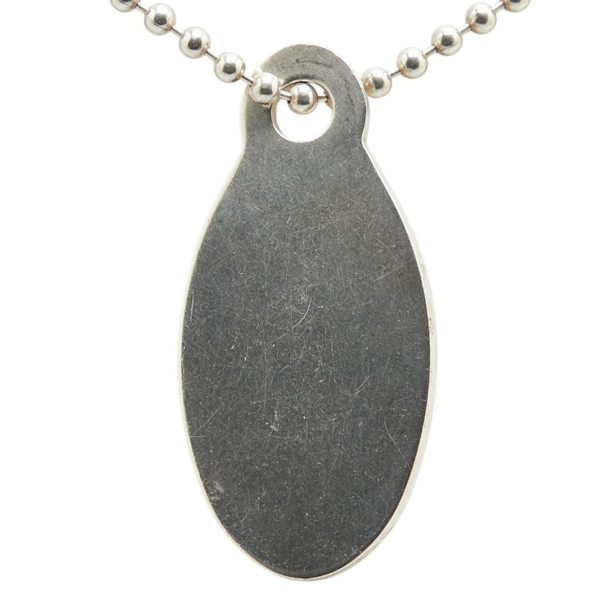 Oval Tag Pendant Necklace Sterling Silver Ball Chain