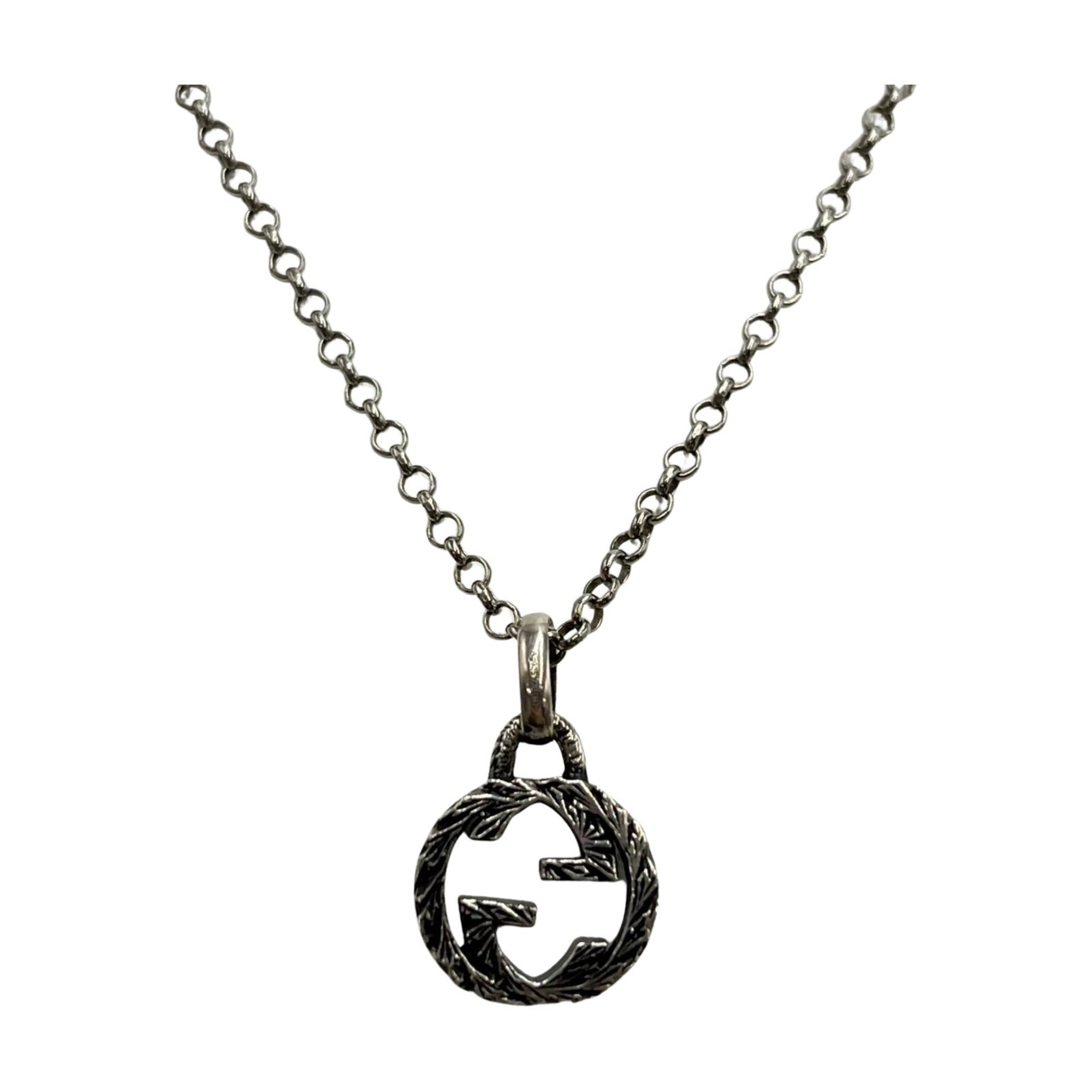 Interlocking G Pendant Necklace Sterling Silver