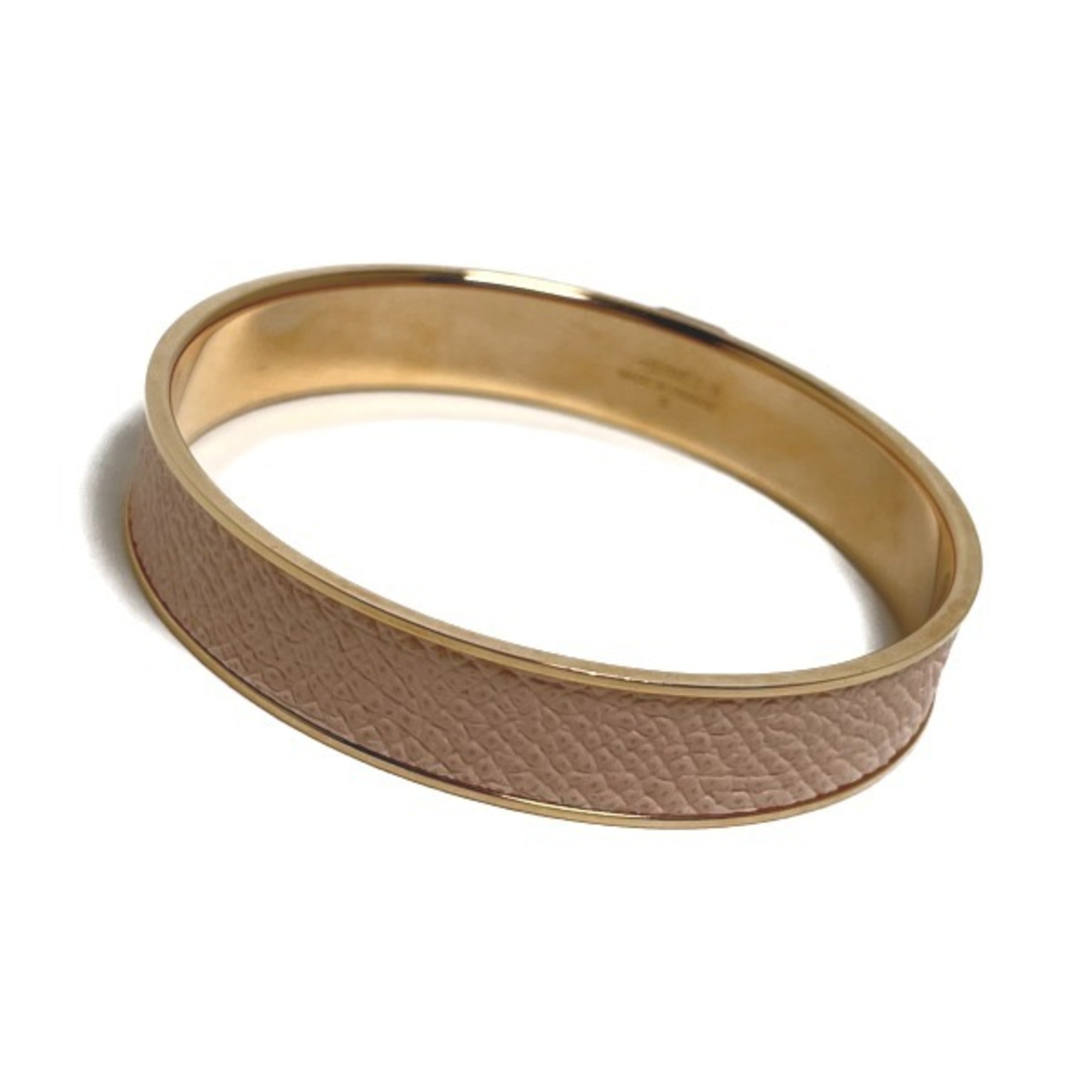 Leather Pink and Gold Bangle Bracelet