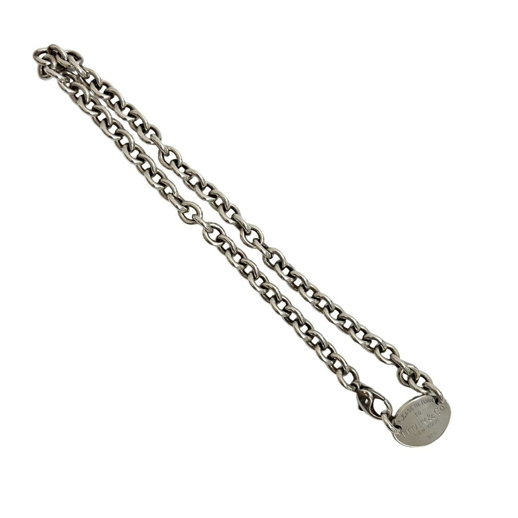 Oval Tag Pendant Necklace Sterling Silver