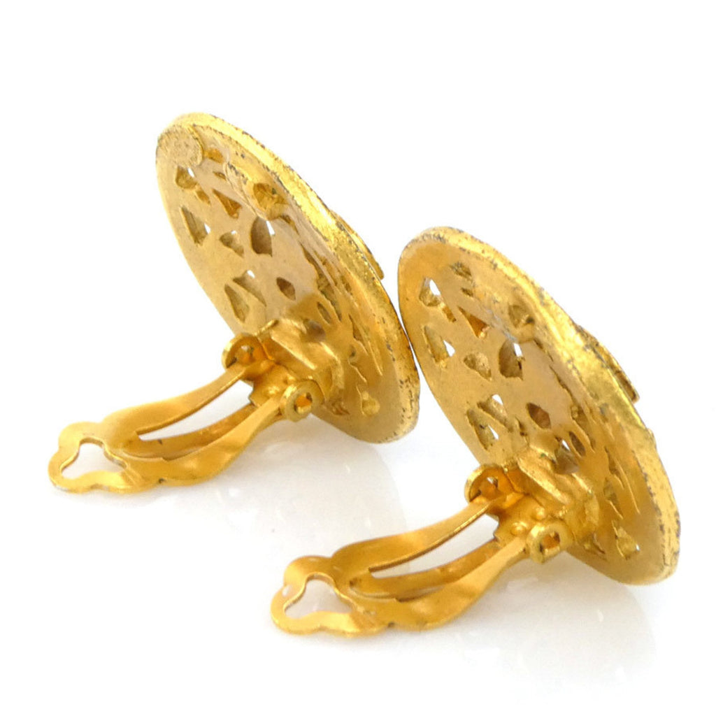 CC Logo Clip-On Earrings Gold-Tone Metal Gold-Tone Metal