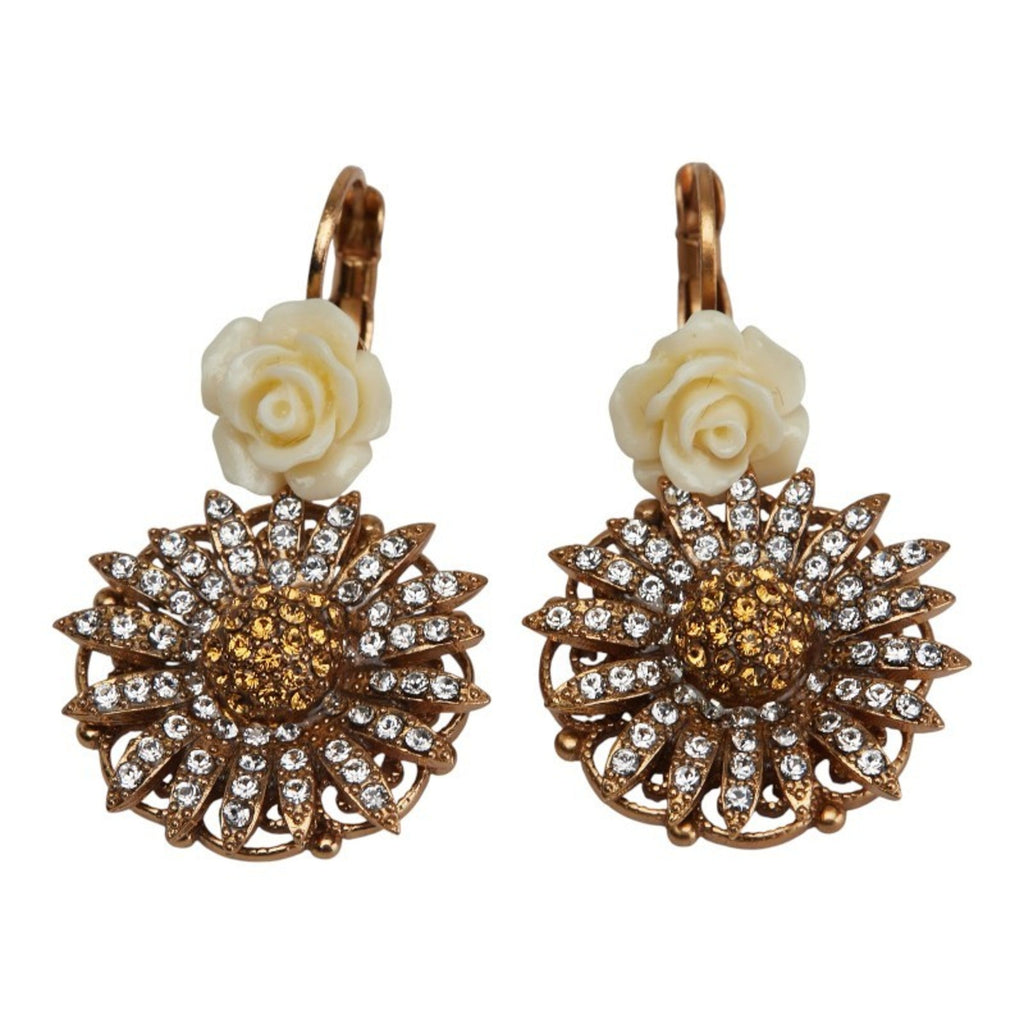 Earrings Rhinestone Gold-Tone Metal