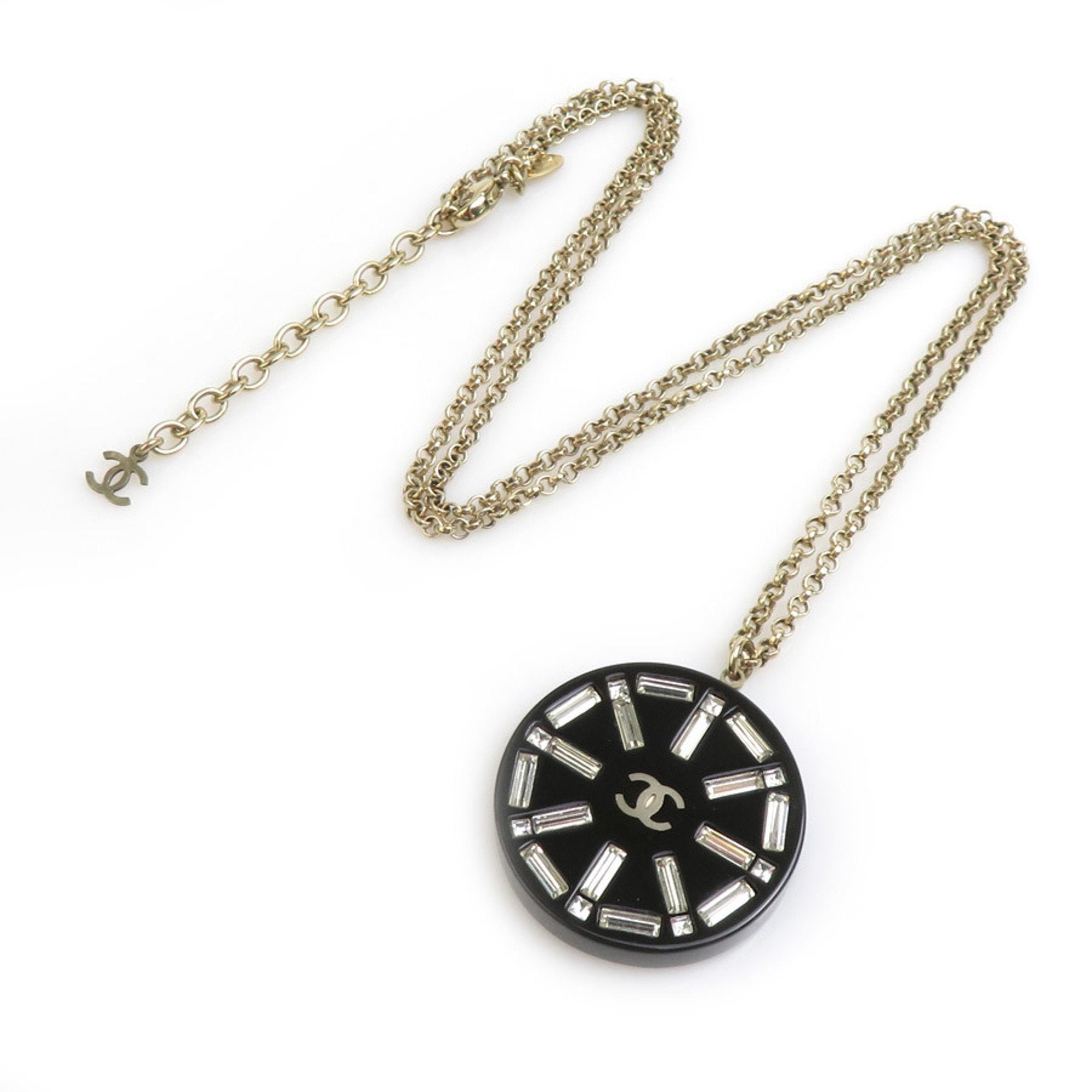 CC Logo Pendant Necklace Gold-Tone Metal