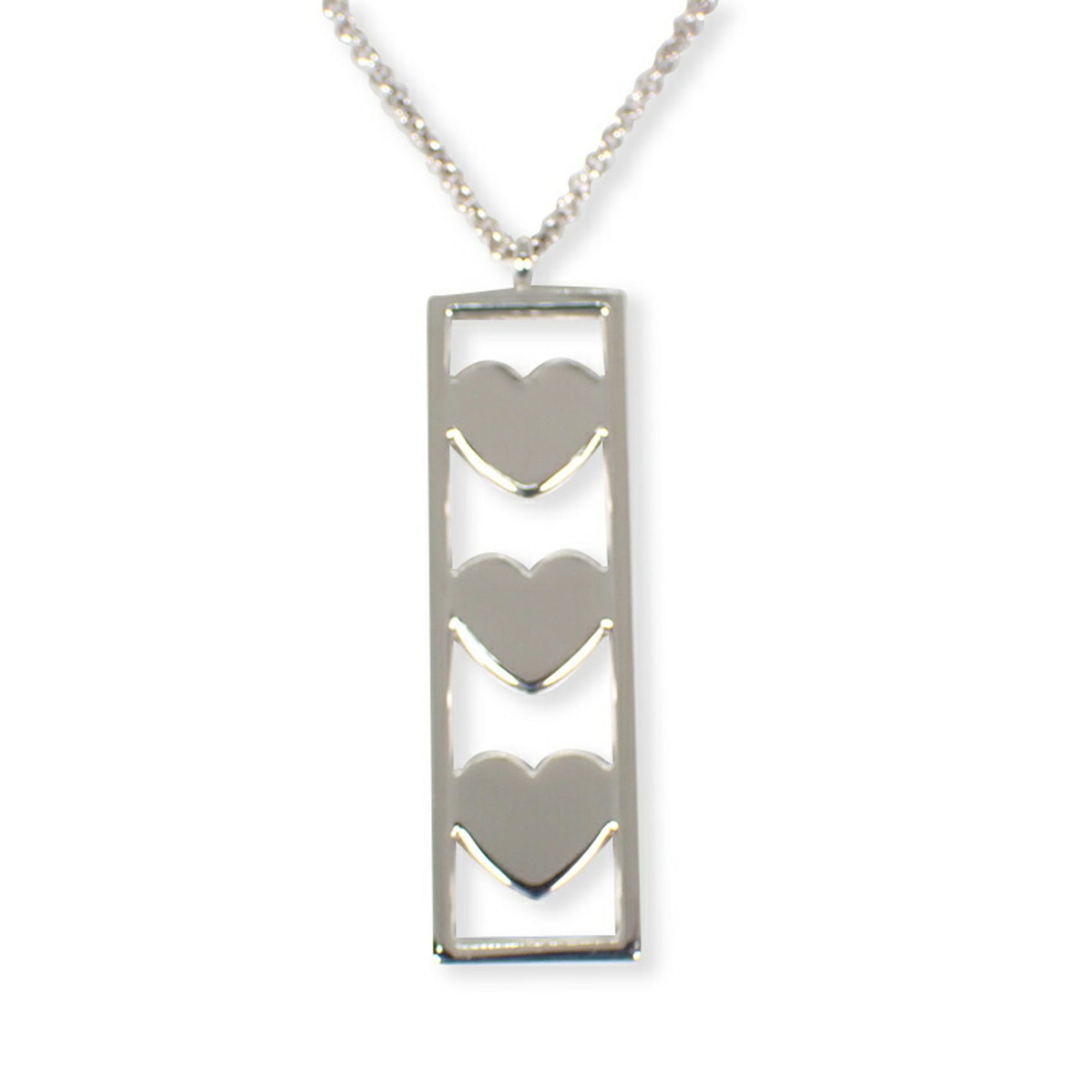 Triple Heart Pendant Necklace Sterling Silver