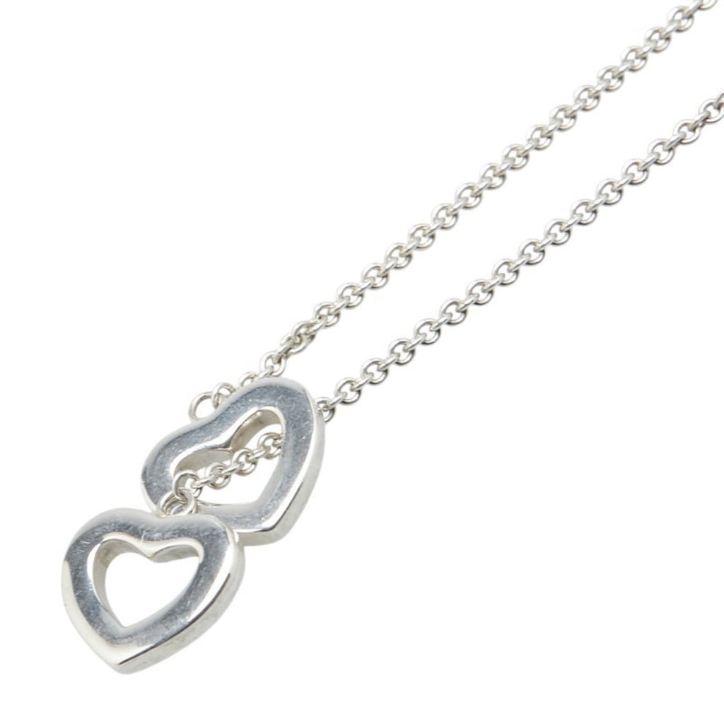 Heart Link Lariat Pendant Necklace Sterling Silver