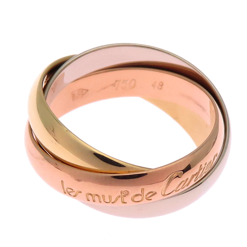 Vendome Louis Cartier Band Ring 18K Tricolor Gold